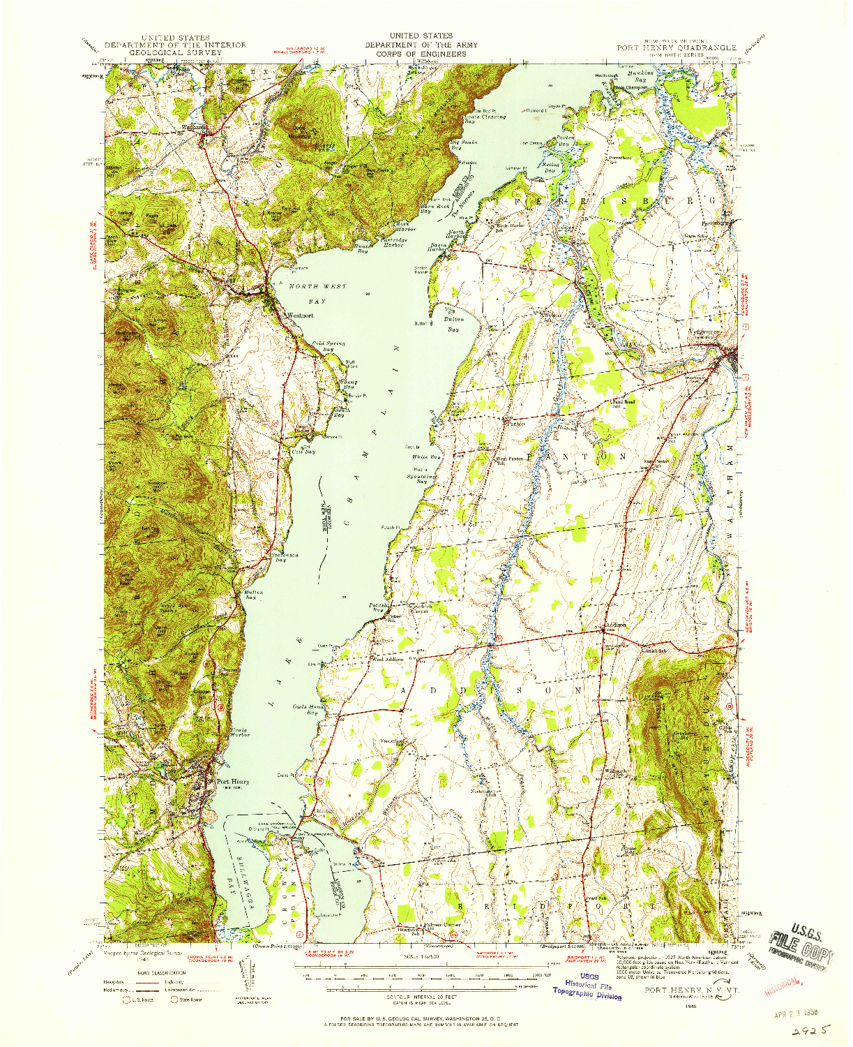 USGS 1:62500-SCALE QUADRANGLE FOR PORT HENRY, VT 1945