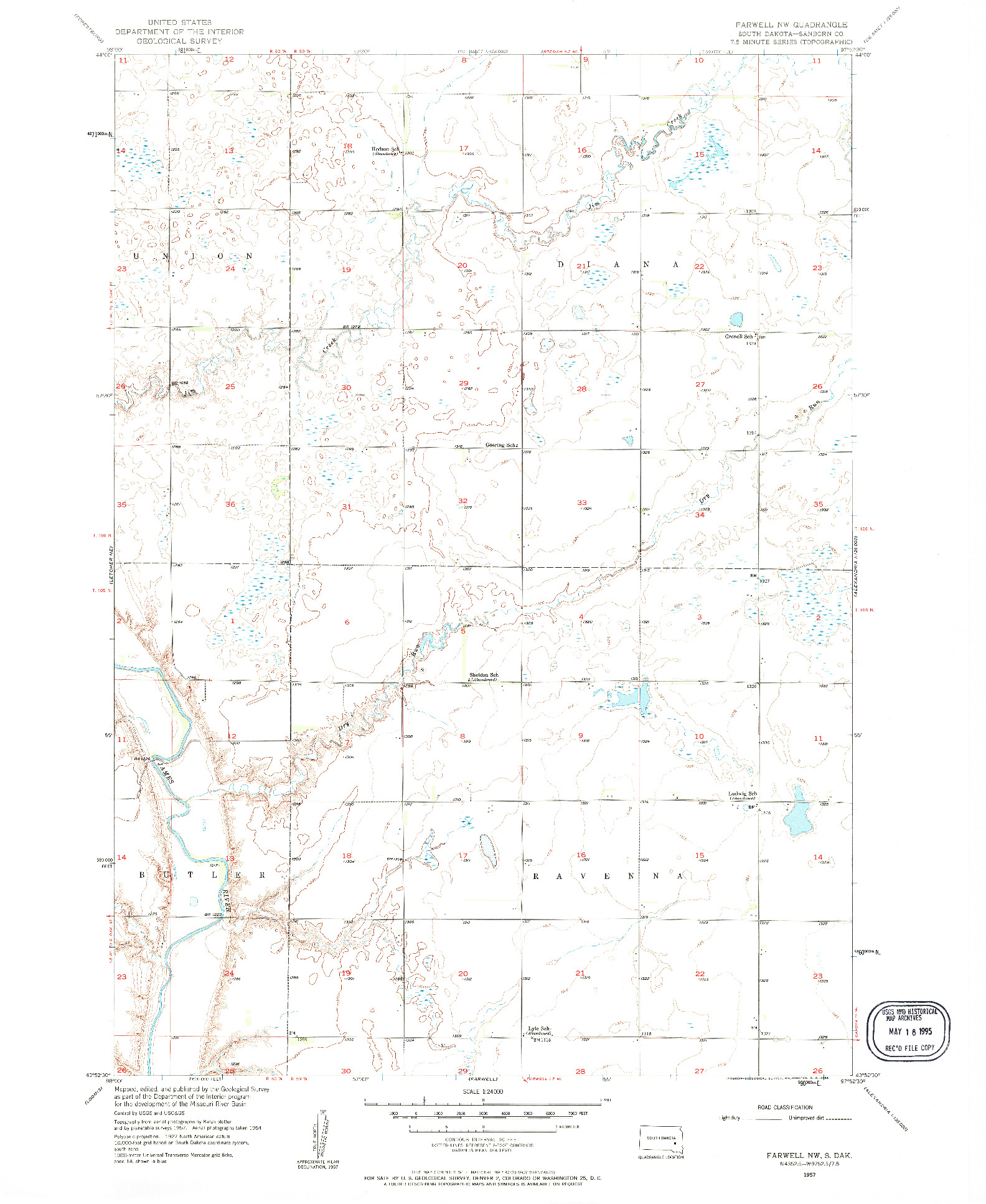USGS 1:24000-SCALE QUADRANGLE FOR FARWELL NW, SD 1957