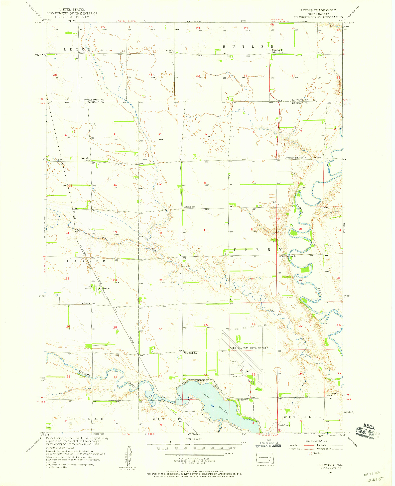 USGS 1:24000-SCALE QUADRANGLE FOR LOOMIS, SD 1957