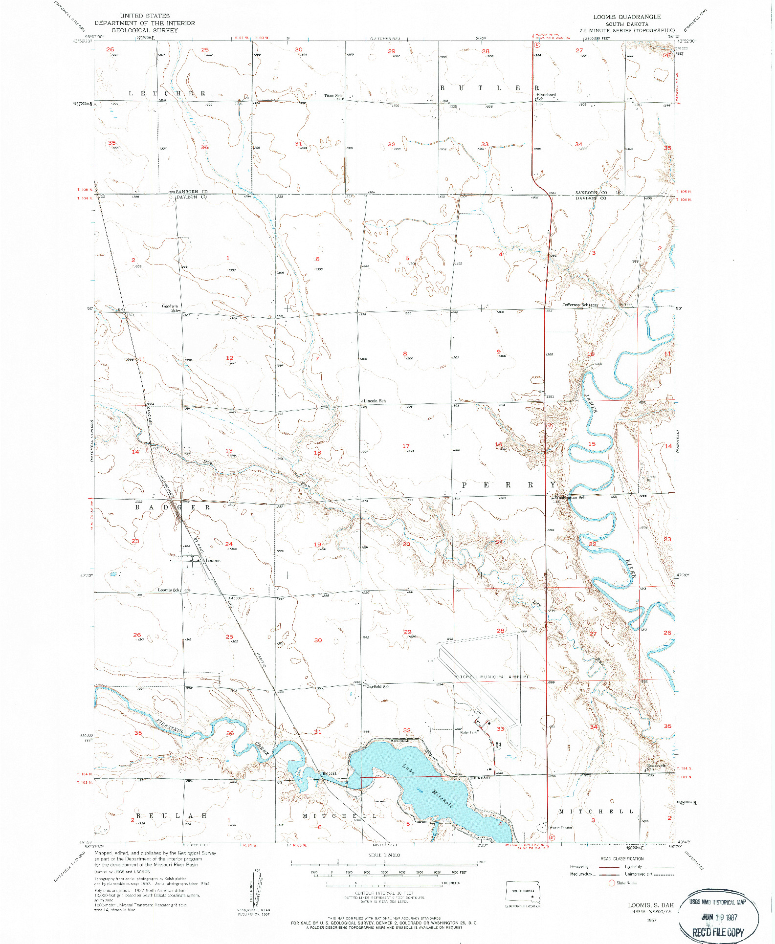 USGS 1:24000-SCALE QUADRANGLE FOR LOOMIS, SD 1957