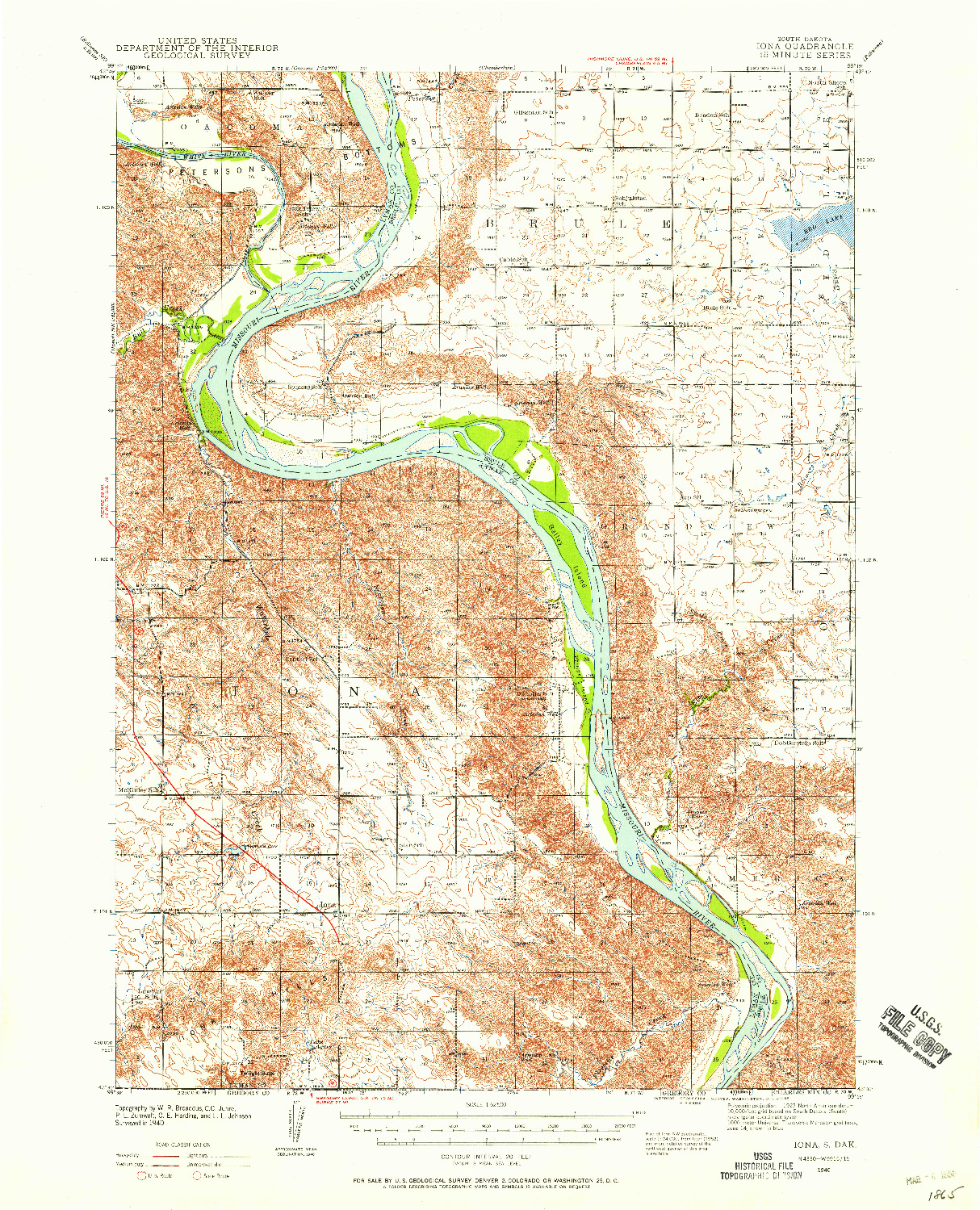 USGS 1:62500-SCALE QUADRANGLE FOR IONA, SD 1940
