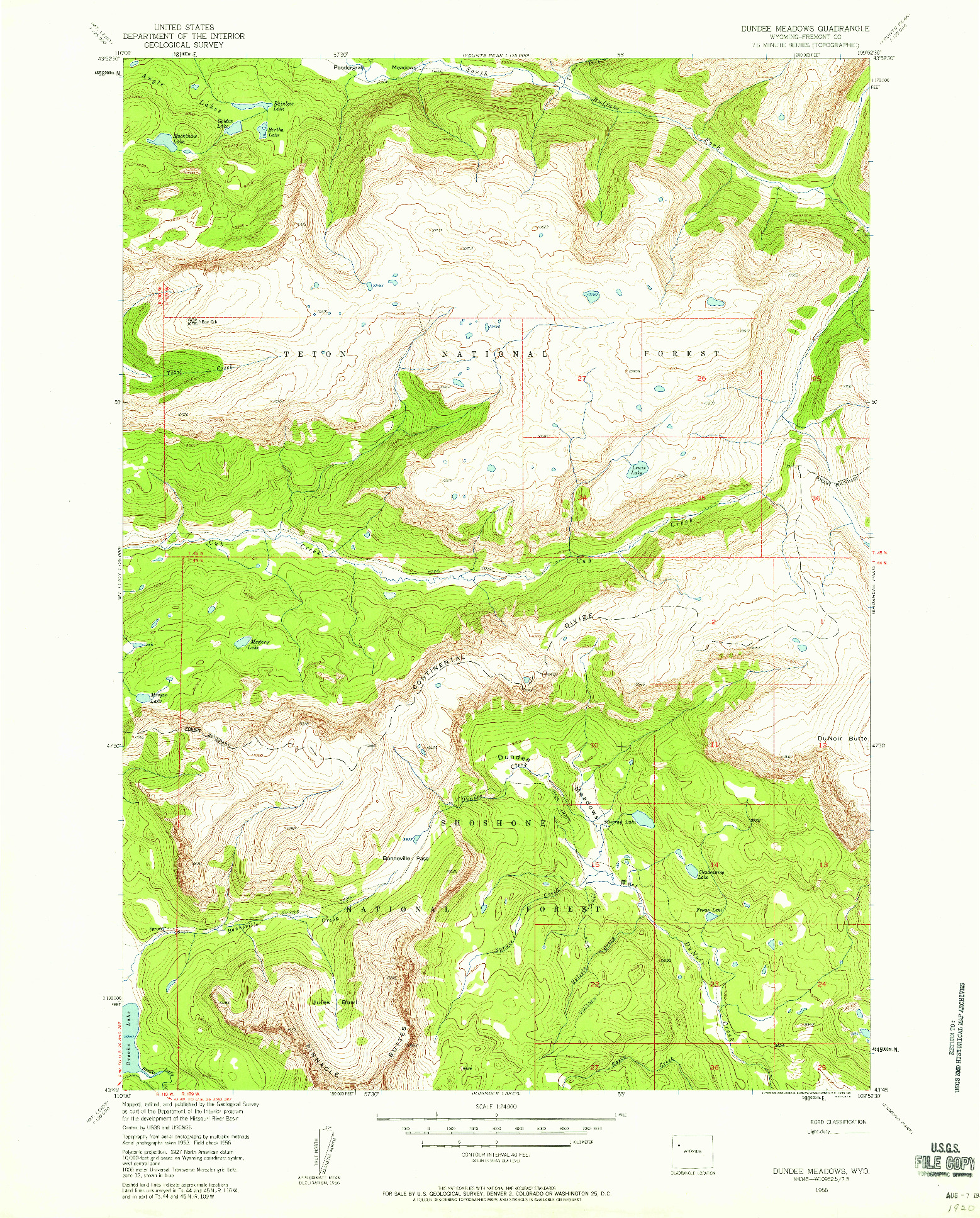 USGS 1:24000-SCALE QUADRANGLE FOR DUNDEE MEADOWS, WY 1956