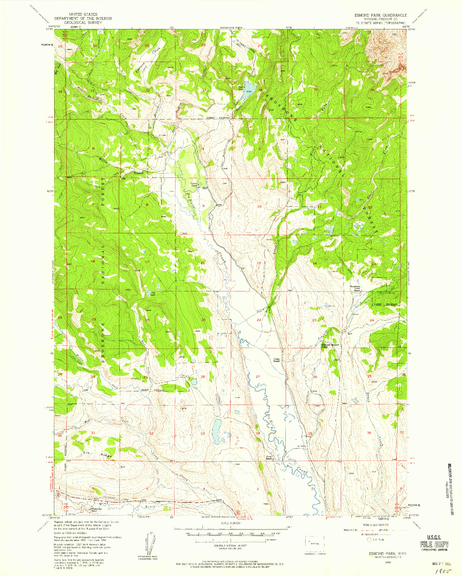 USGS 1:24000-SCALE QUADRANGLE FOR ESMOND PARK, WY 1956