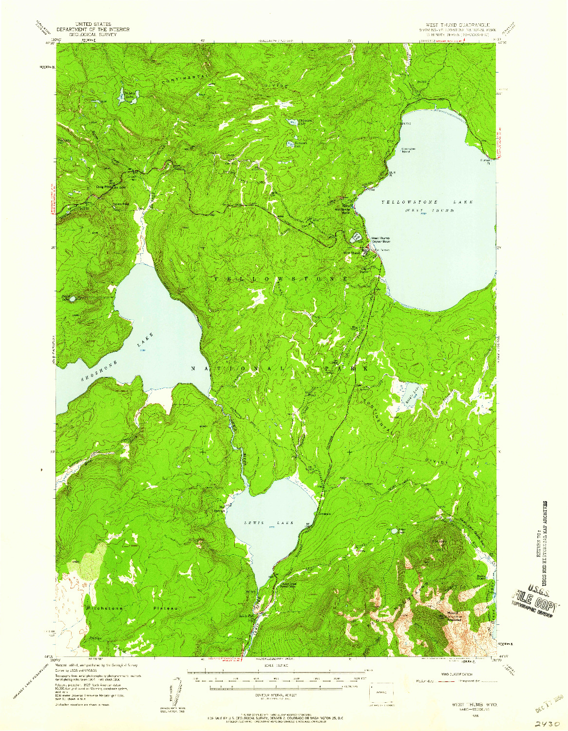 USGS 1:62500-SCALE QUADRANGLE FOR WEST THUMB, WY 1956