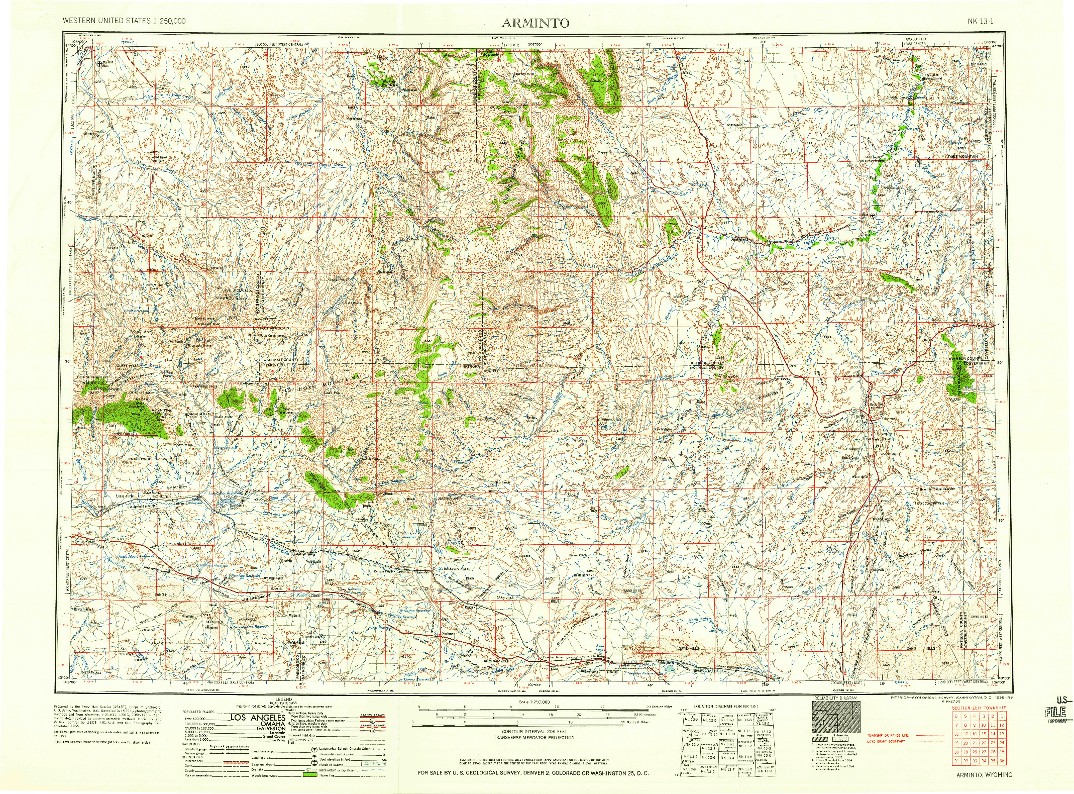 USGS 1:250000-SCALE QUADRANGLE FOR ARMINTO, WY 1958
