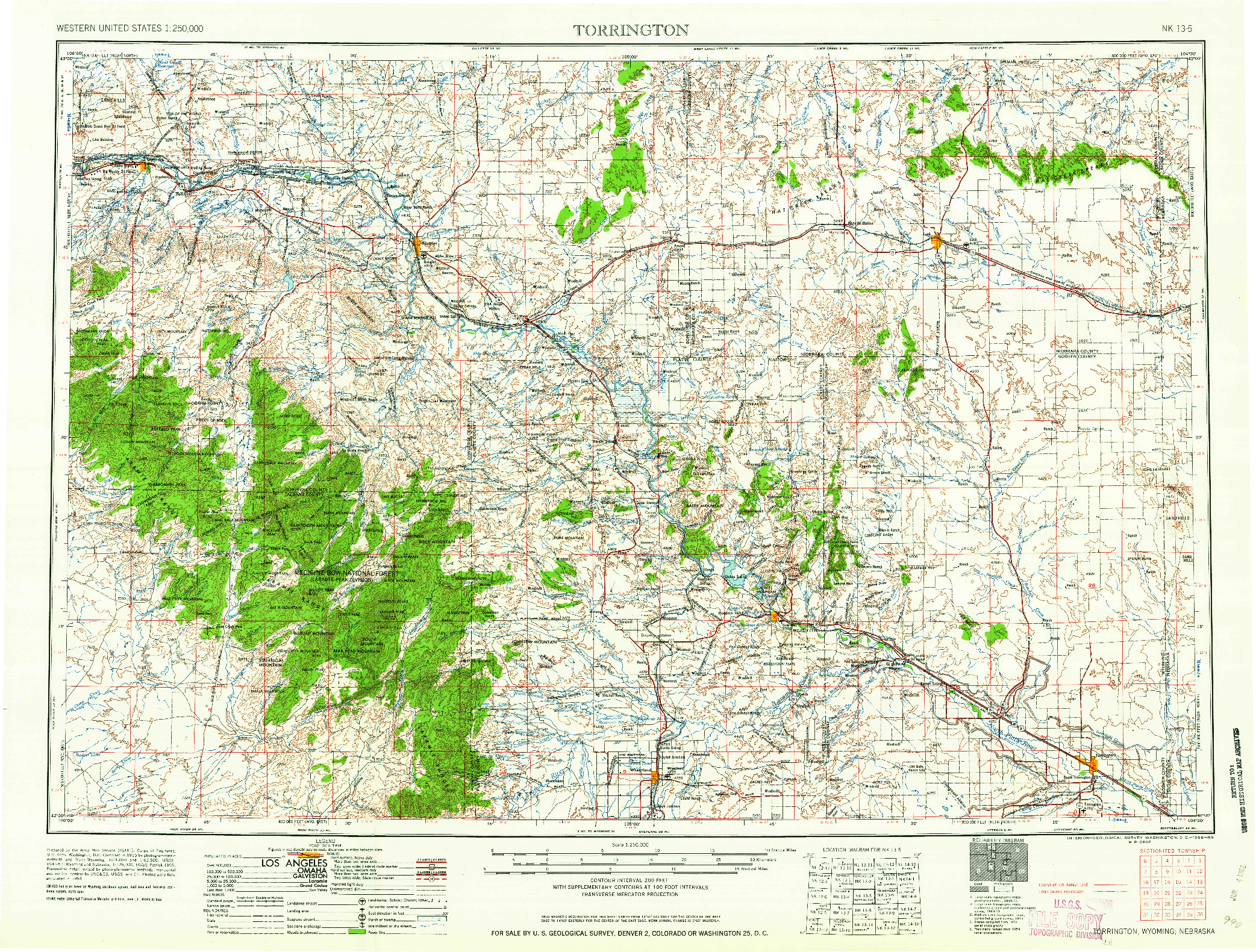 USGS 1:250000-SCALE QUADRANGLE FOR TORRINGTON, WY 1958