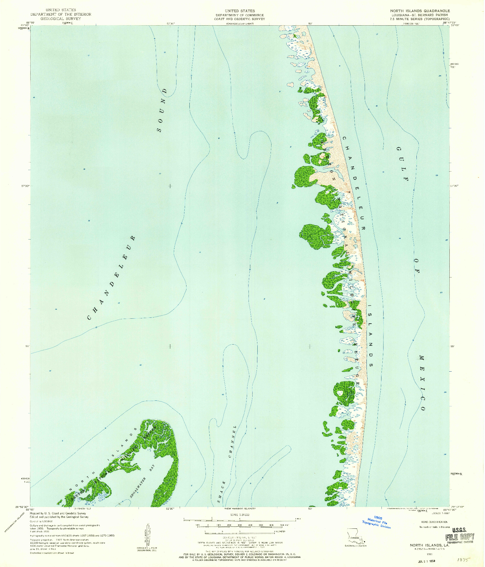 USGS 1:24000-SCALE QUADRANGLE FOR NORTH ISLANDS, LA 1951