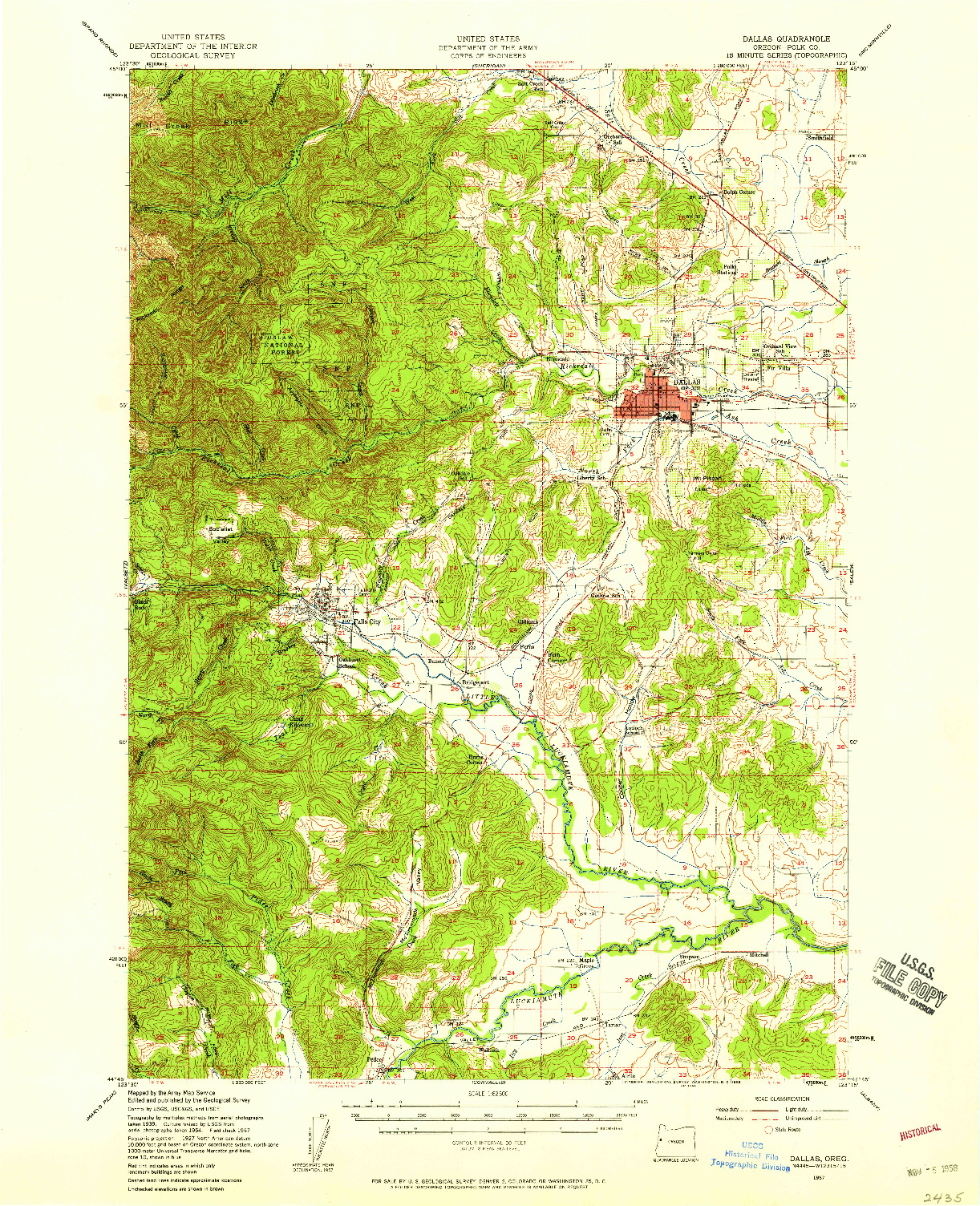 USGS 1:62500-SCALE QUADRANGLE FOR DALLAS, OR 1957