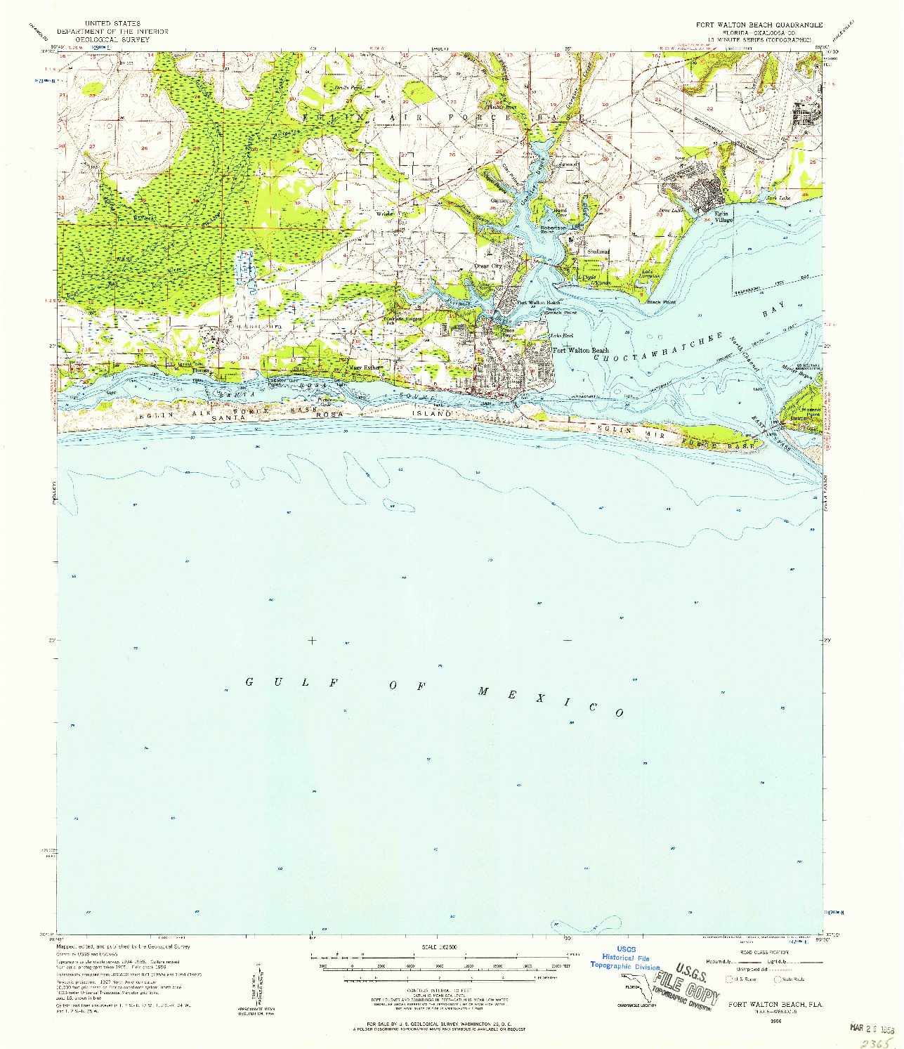 USGS 1:62500-SCALE QUADRANGLE FOR FORT WALTON BEACH, FL 1956