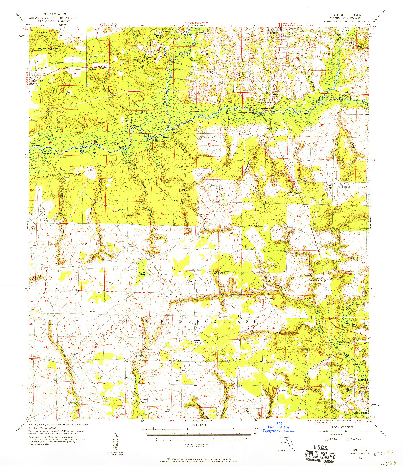 USGS 1:62500-SCALE QUADRANGLE FOR HOLT, FL 1956