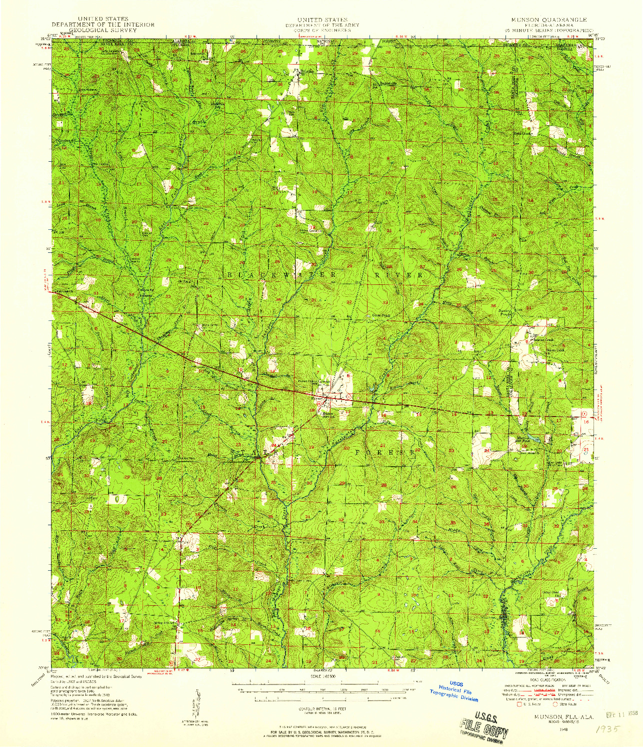 USGS 1:62500-SCALE QUADRANGLE FOR MUNSON, FL 1948