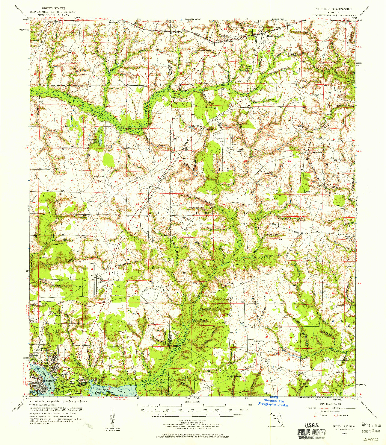 USGS 1:62500-SCALE QUADRANGLE FOR NICEVILLE, FL 1956