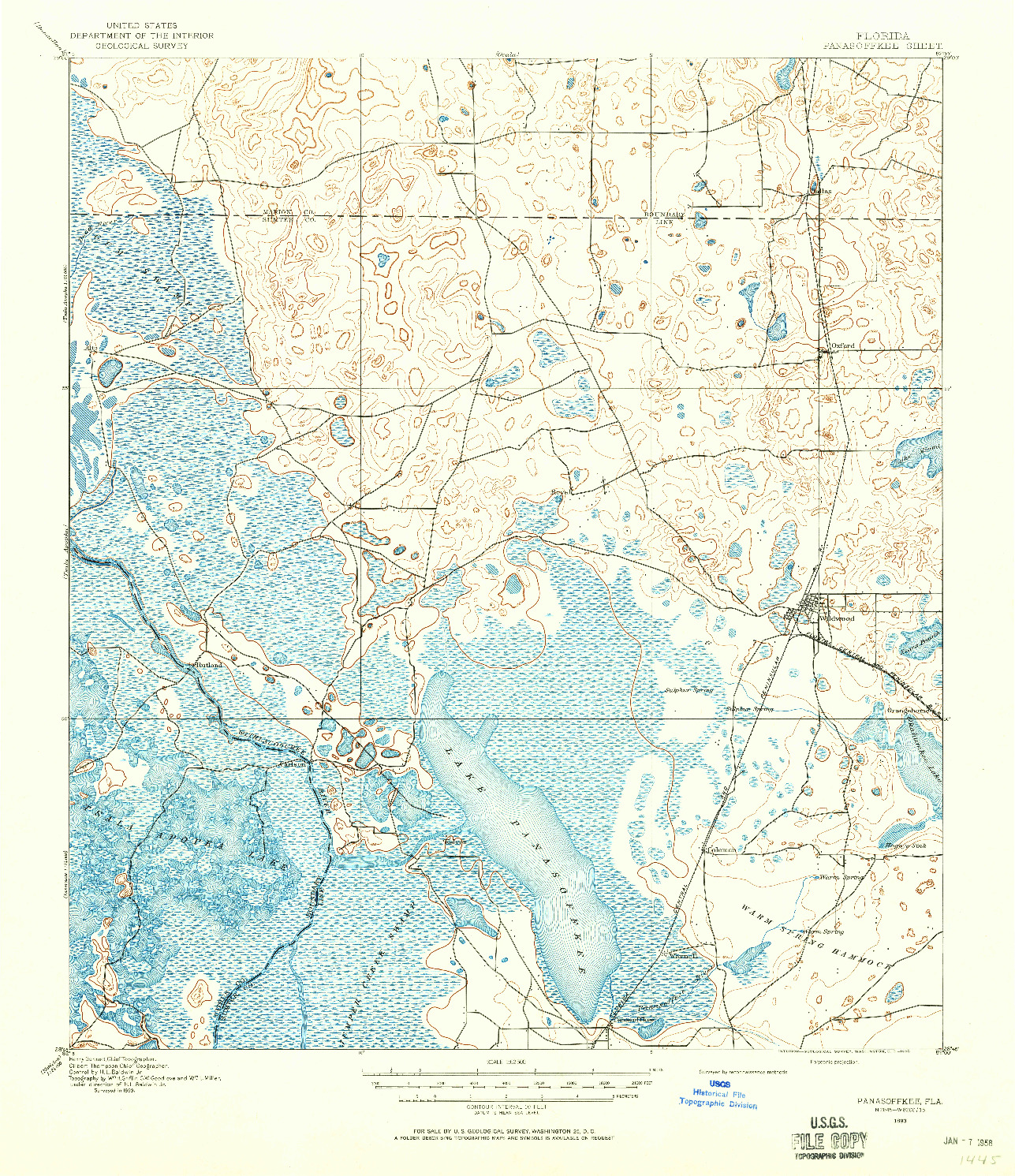 USGS 1:62500-SCALE QUADRANGLE FOR PANASOFFKEE, FL 1893
