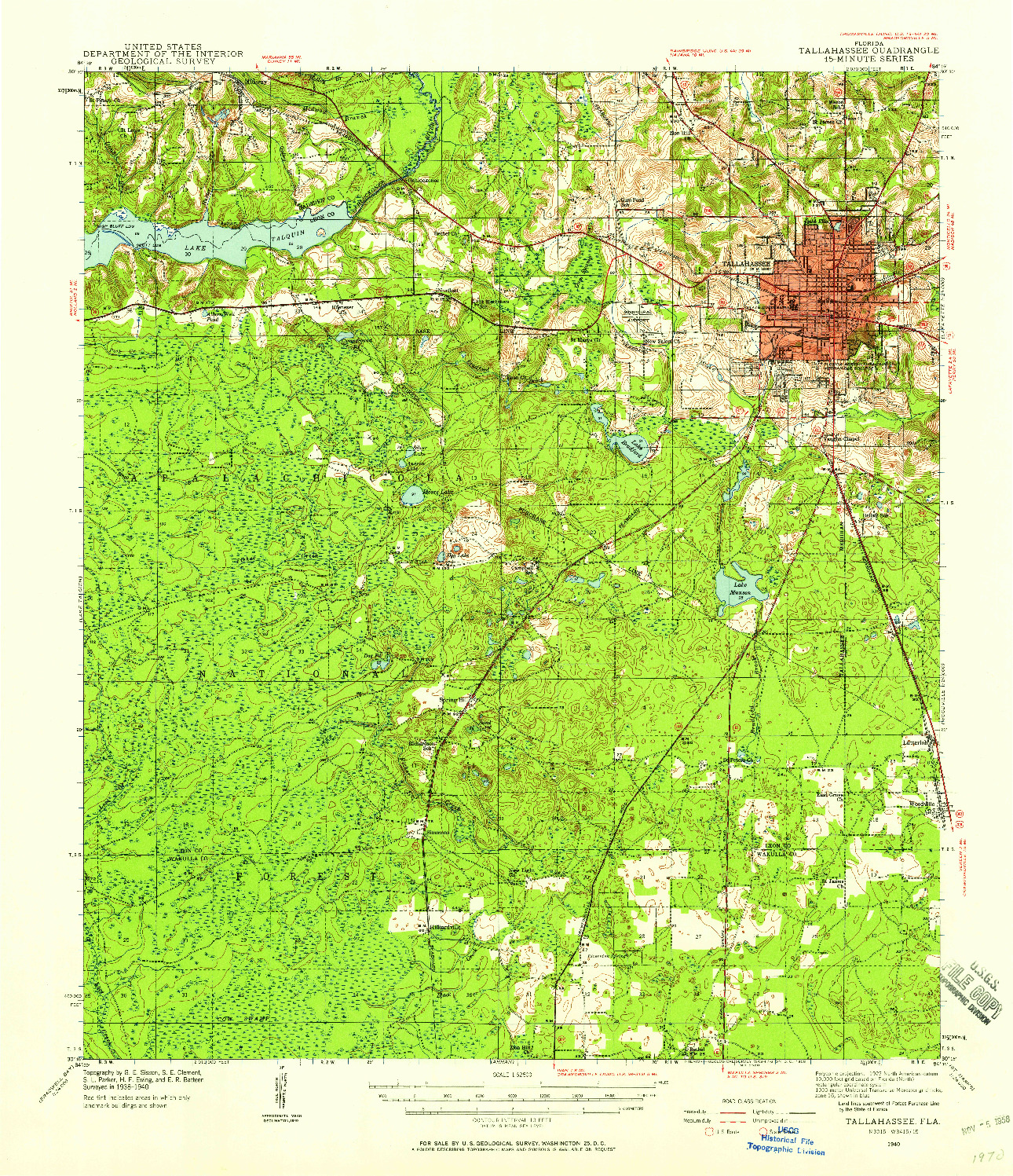 USGS 1:62500-SCALE QUADRANGLE FOR TALLAHASSEE, FL 1940