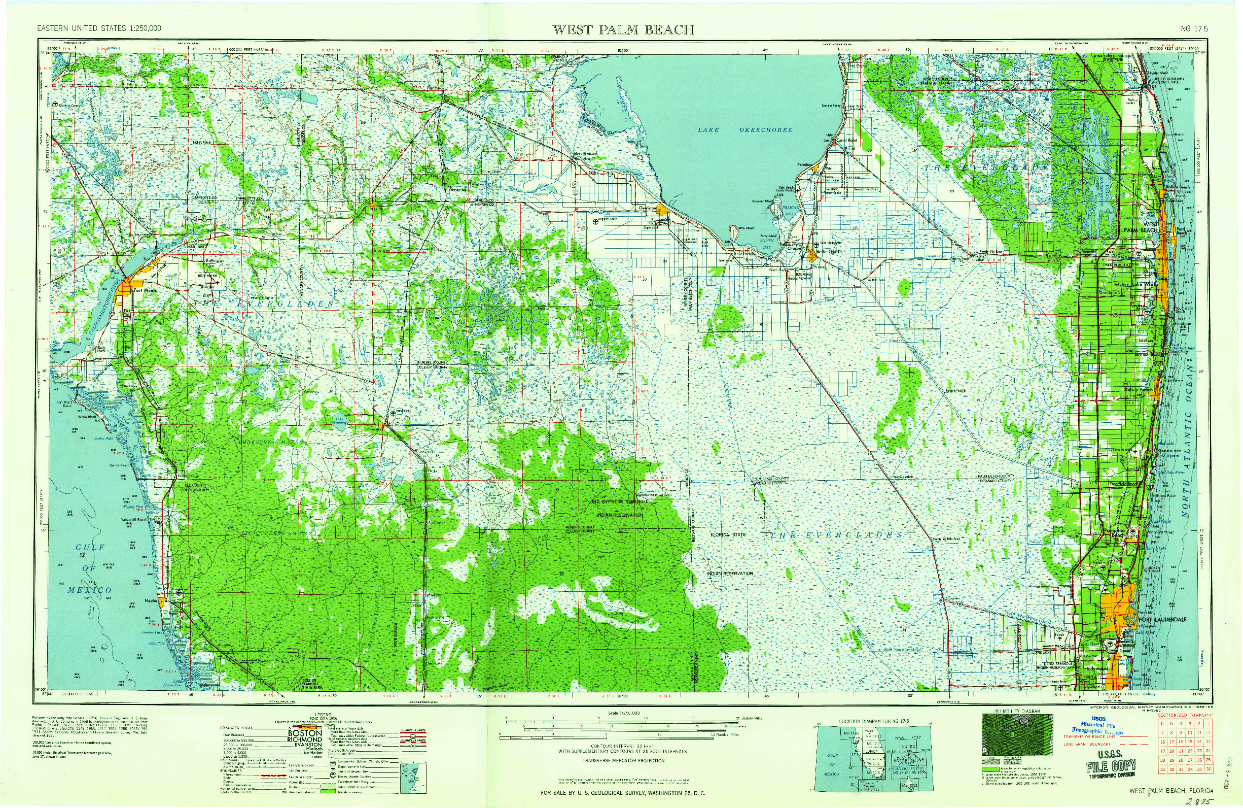 USGS 1:250000-SCALE QUADRANGLE FOR WEST PALM BEACH, FL 1958