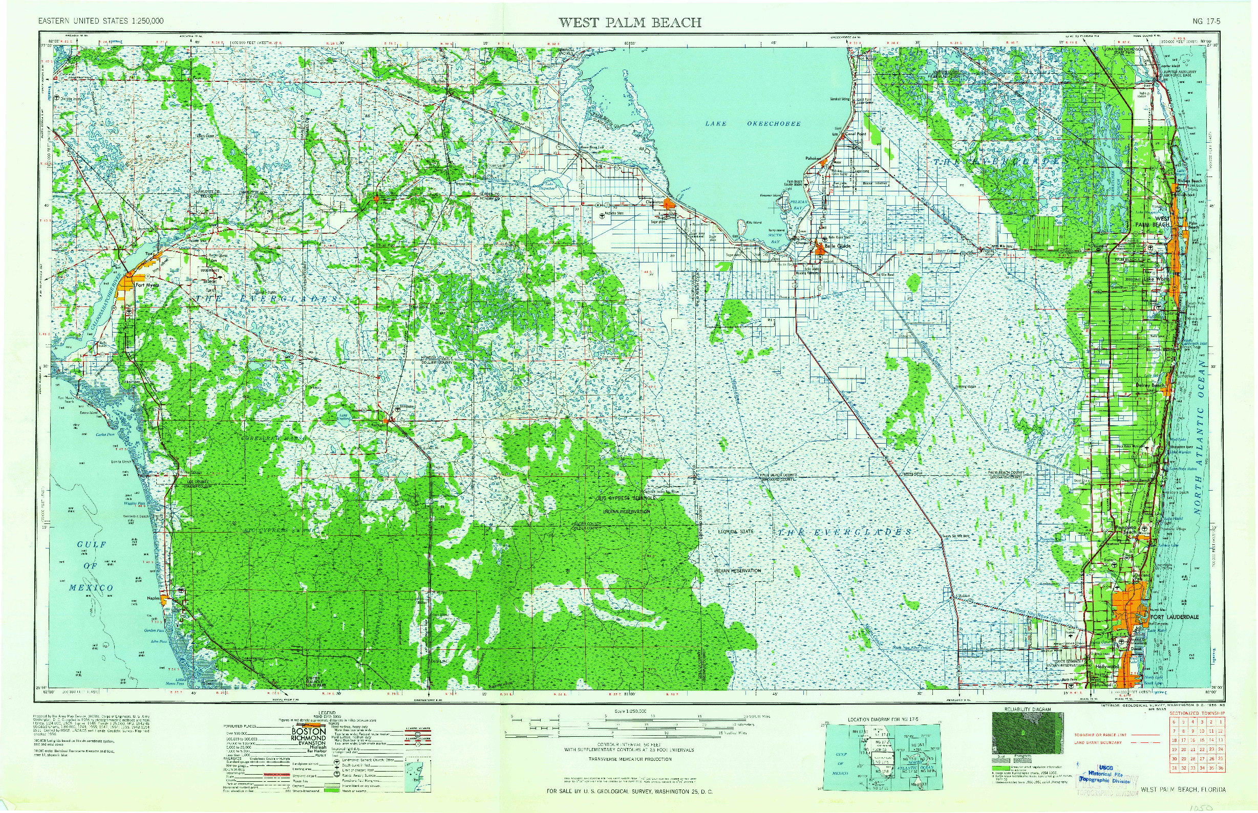 USGS 1:250000-SCALE QUADRANGLE FOR WEST PALM BEACH, FL 1958