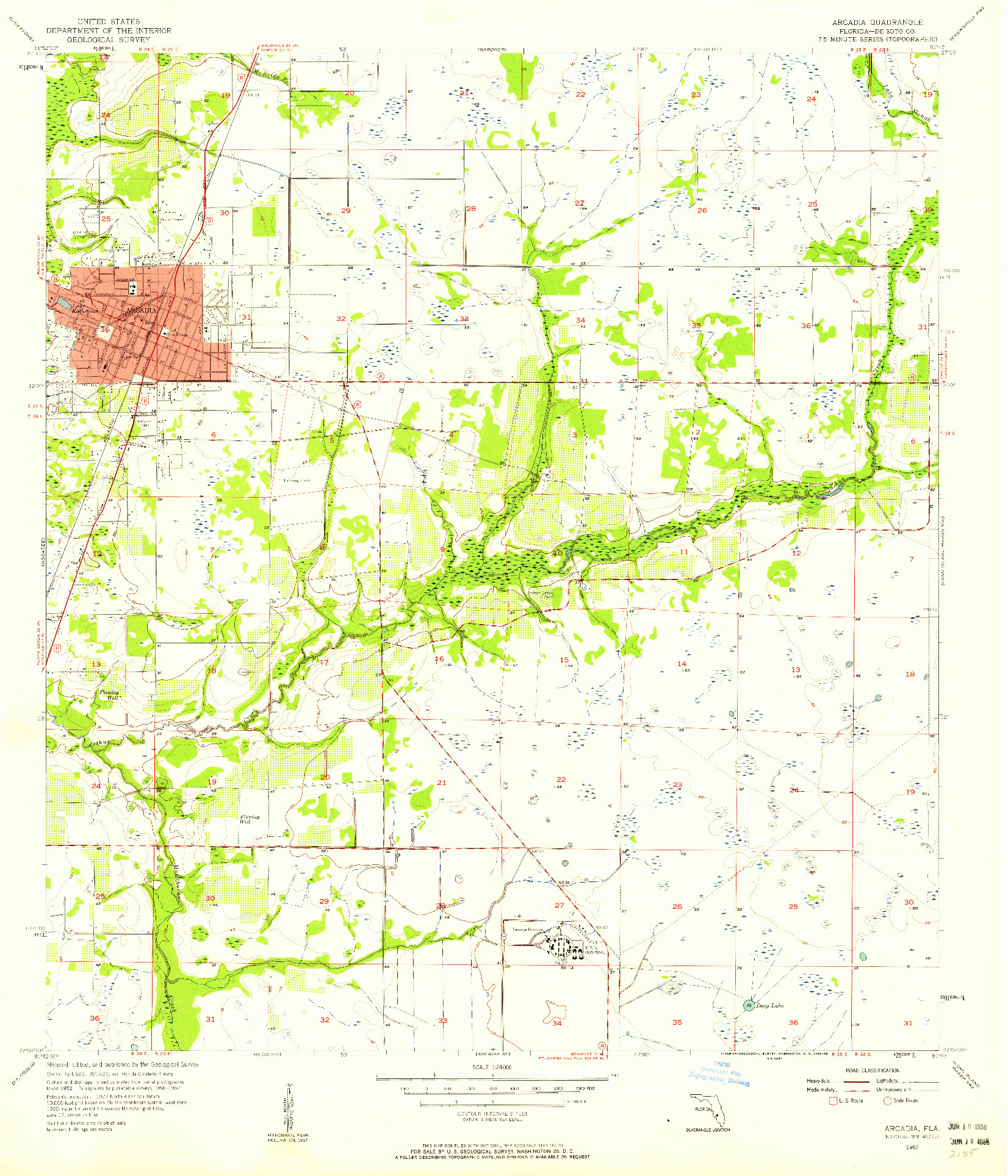 USGS 1:24000-SCALE QUADRANGLE FOR ARCADIA, FL 1957