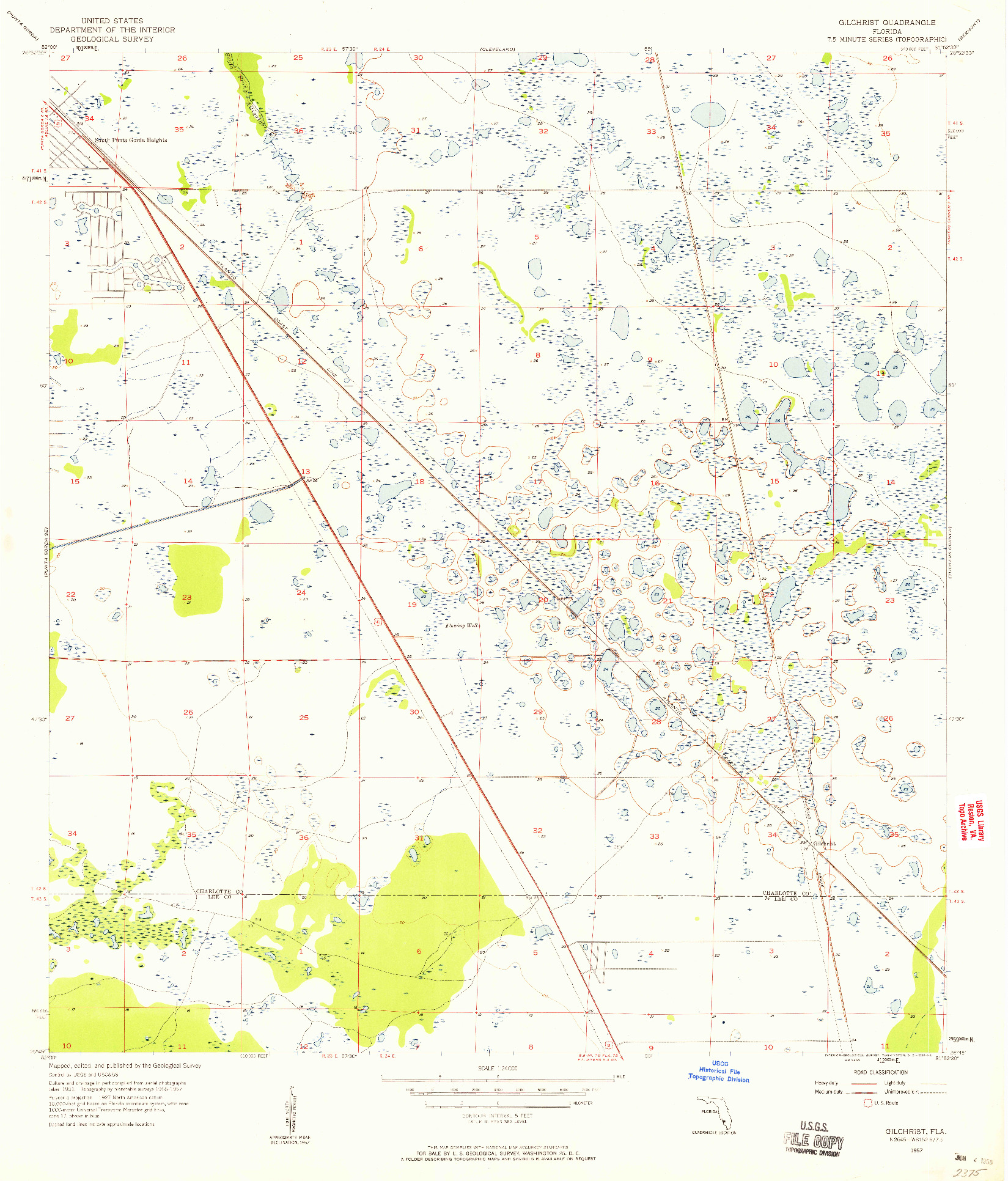 USGS 1:24000-SCALE QUADRANGLE FOR GILCHRIST, FL 1957