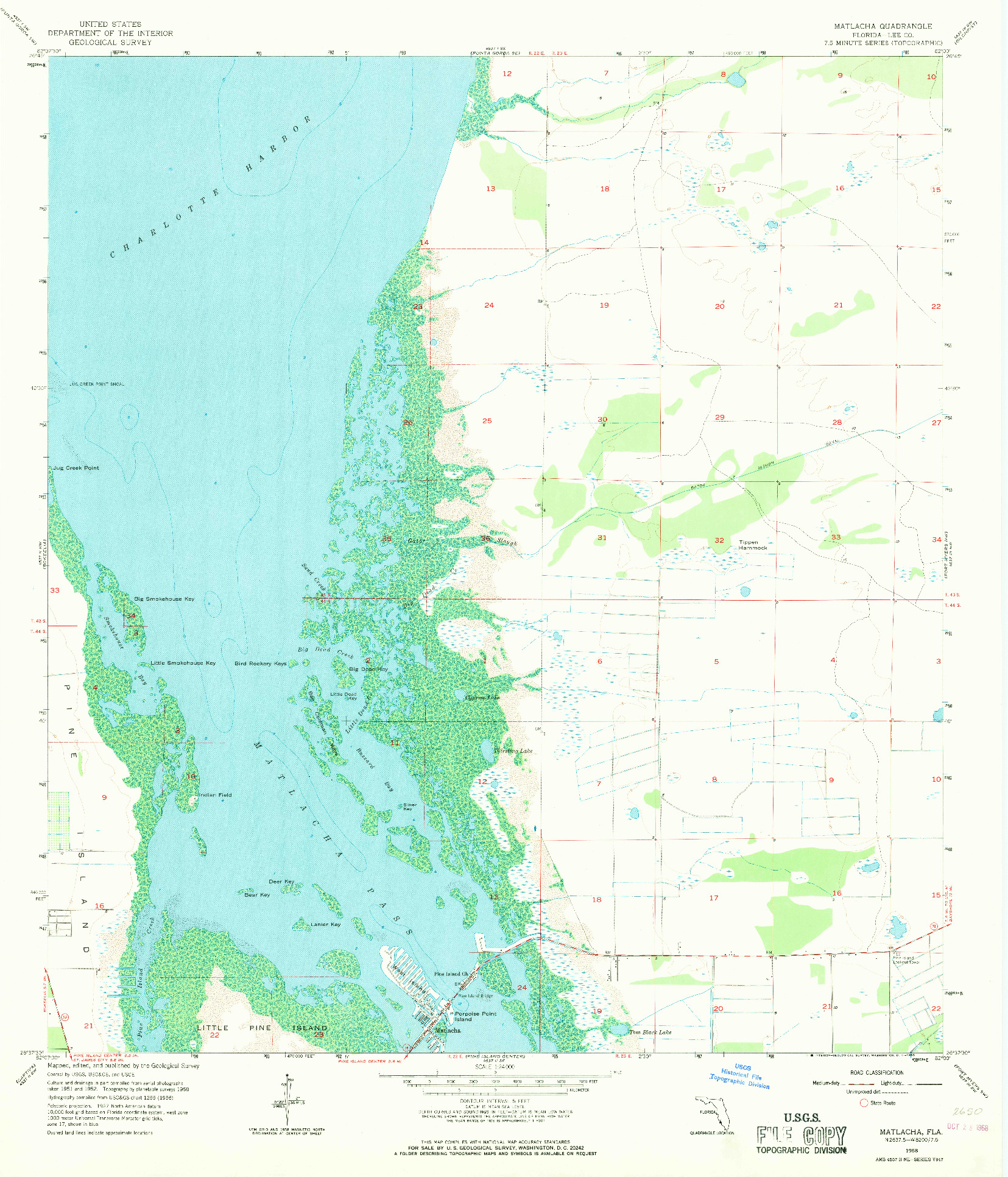 USGS 1:24000-SCALE QUADRANGLE FOR MATLACHA, FL 1958