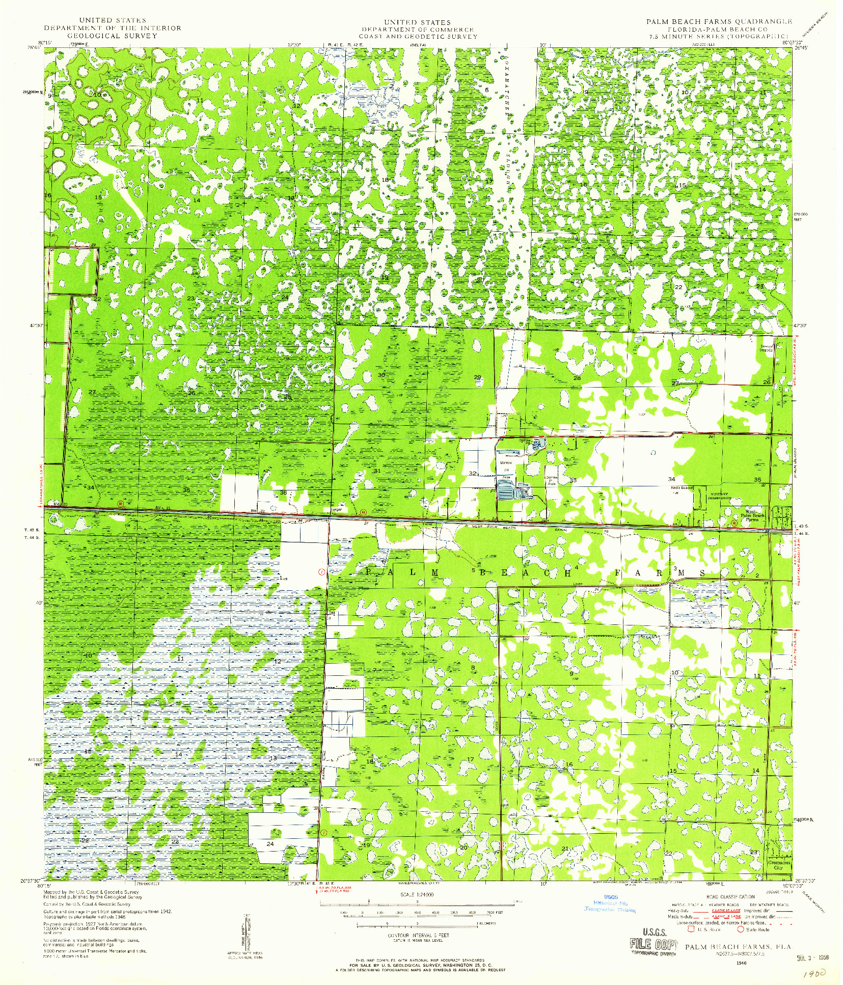 USGS 1:24000-SCALE QUADRANGLE FOR PALM BEACH FARMS, FL 1946