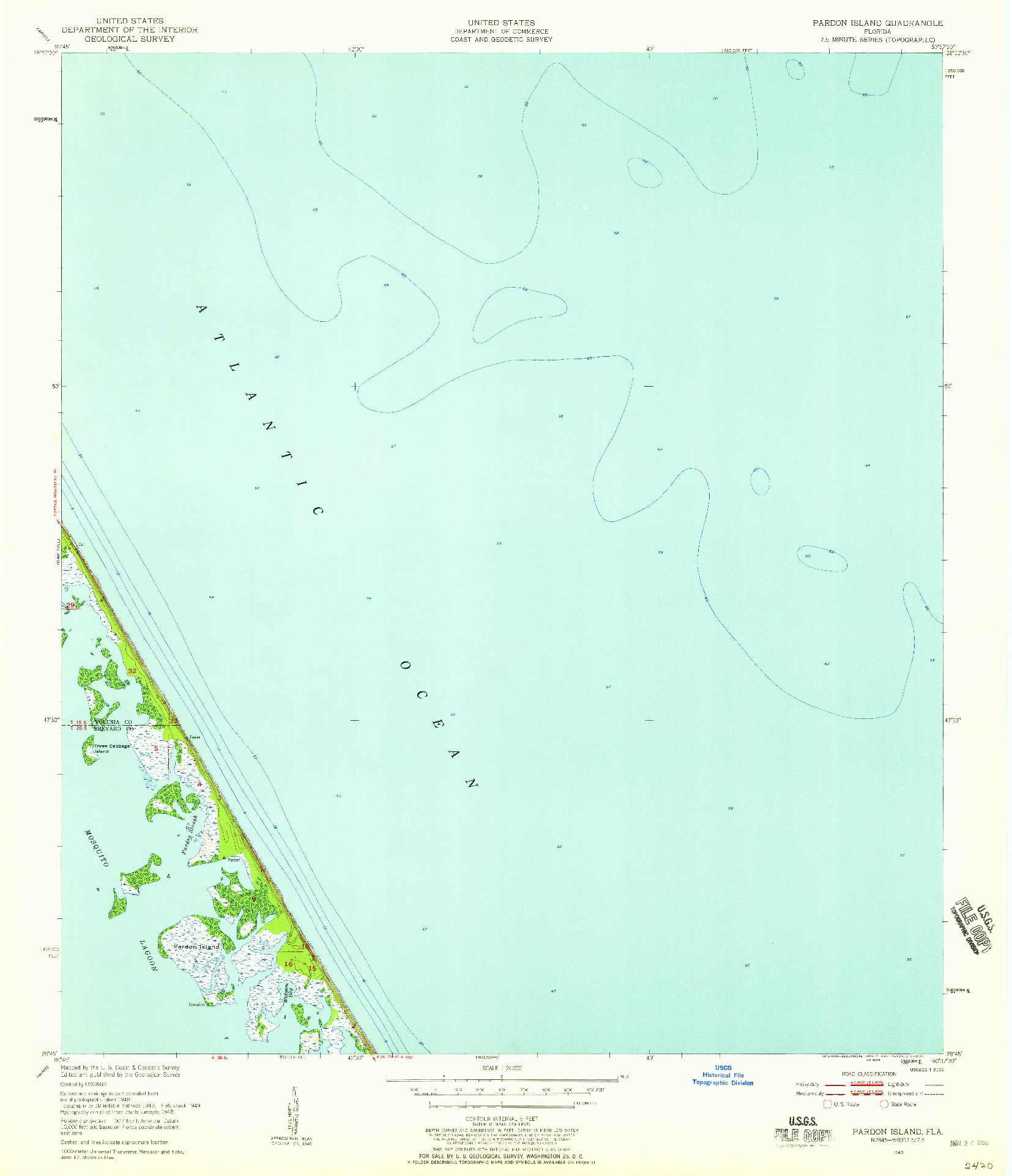 USGS 1:24000-SCALE QUADRANGLE FOR PARDON ISLAND, FL 1949