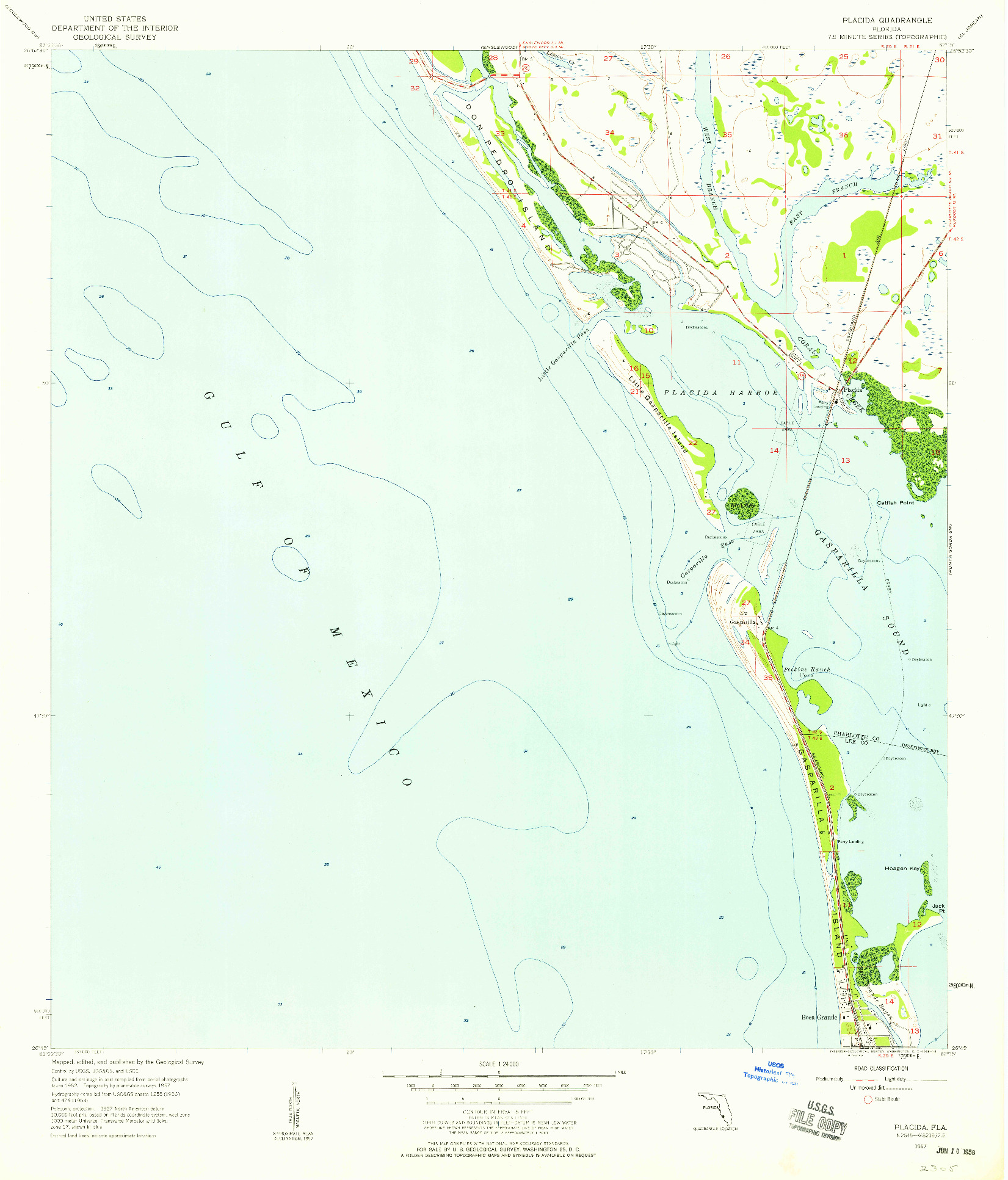 USGS 1:24000-SCALE QUADRANGLE FOR PLACIDA, FL 1957