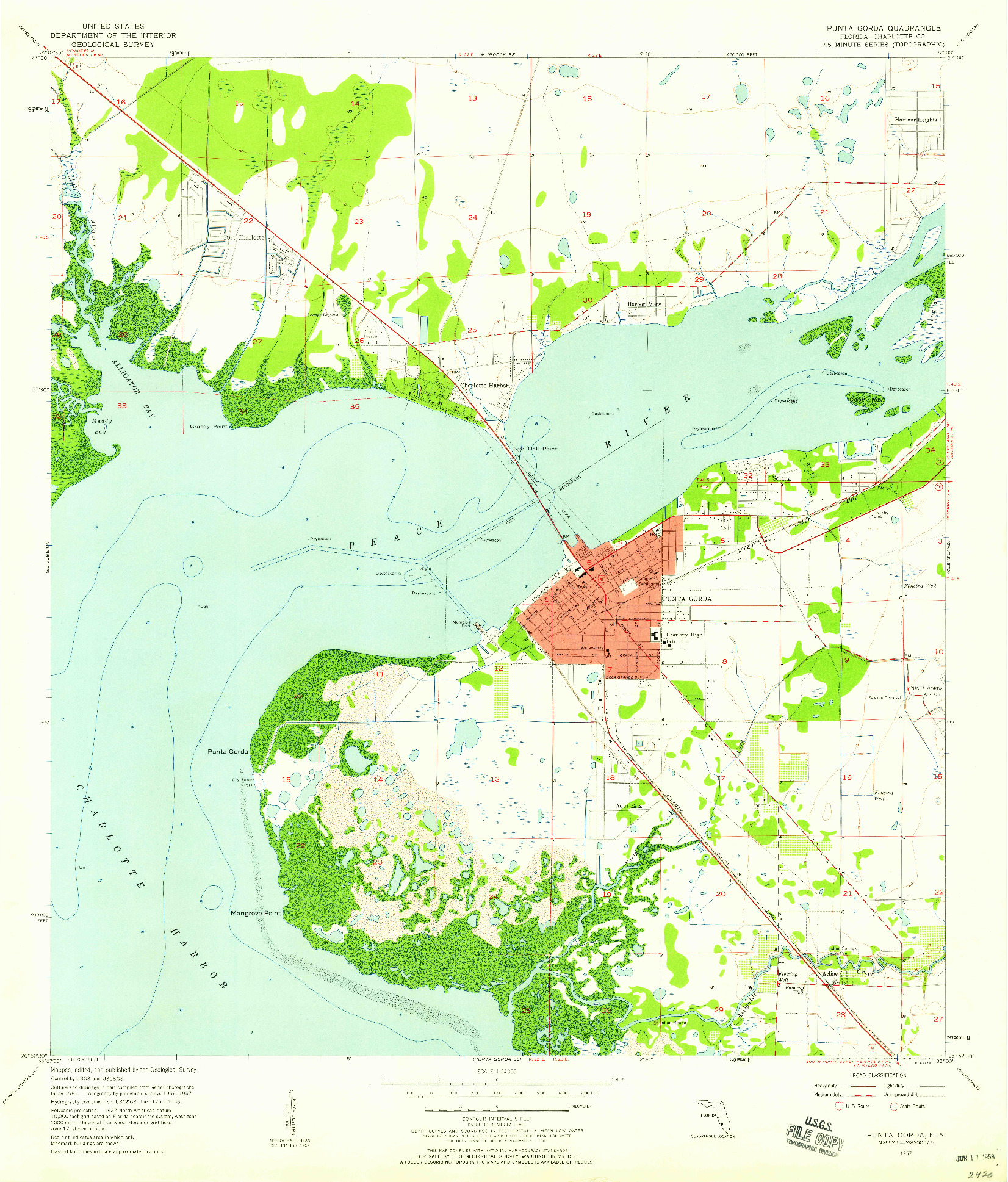 USGS 1:24000-SCALE QUADRANGLE FOR PUNTA GORDA, FL 1957