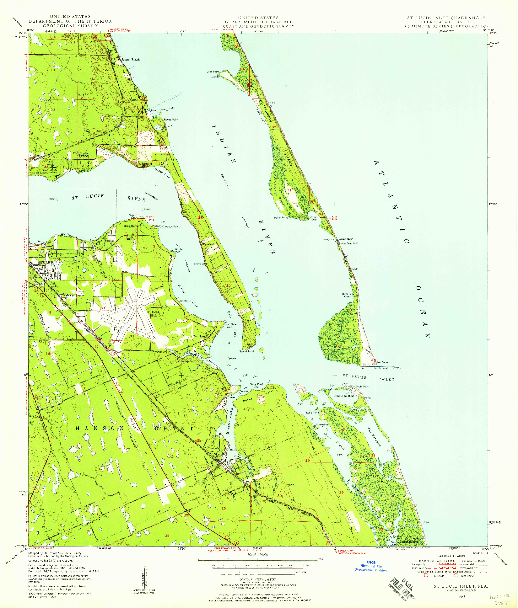 USGS 1:24000-SCALE QUADRANGLE FOR ST. LUCIE INLET, FL 1948