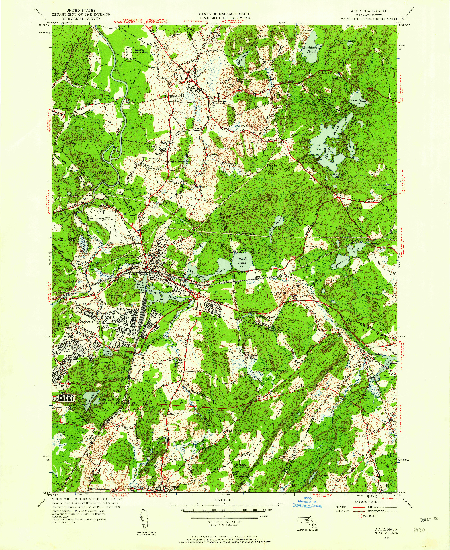 USGS 1:24000-SCALE QUADRANGLE FOR AYER, MA 1950