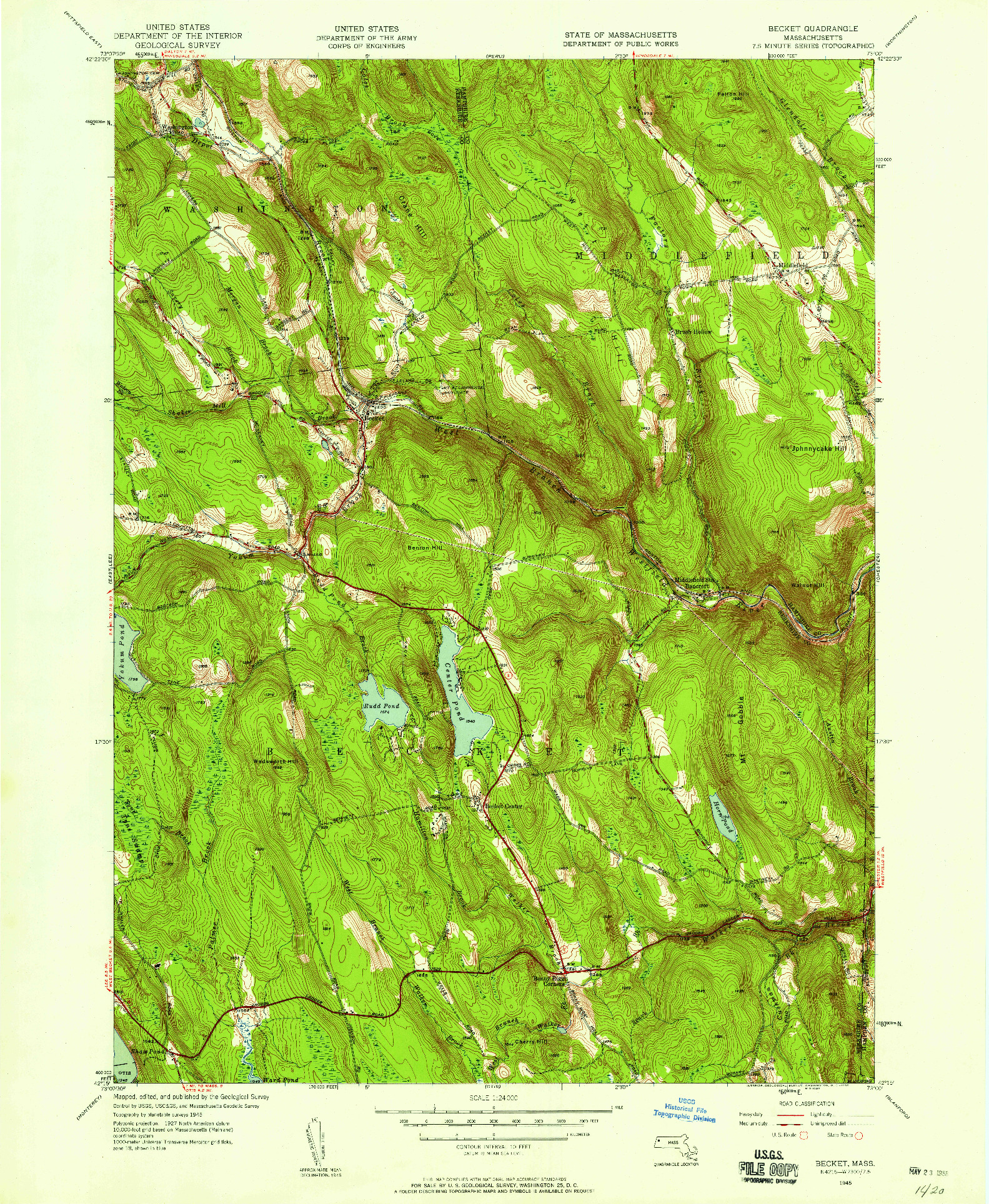 USGS 1:24000-SCALE QUADRANGLE FOR BECKET, MA 1945