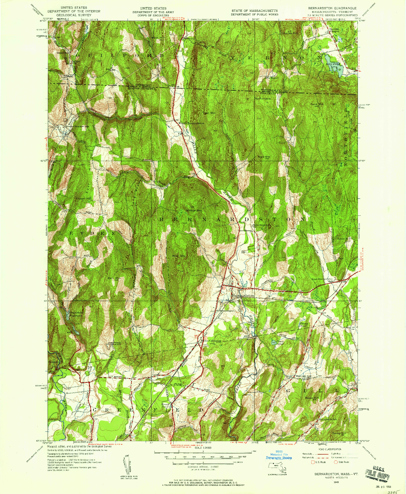 USGS 1:24000-SCALE QUADRANGLE FOR BERNARDSTON, MA 1945