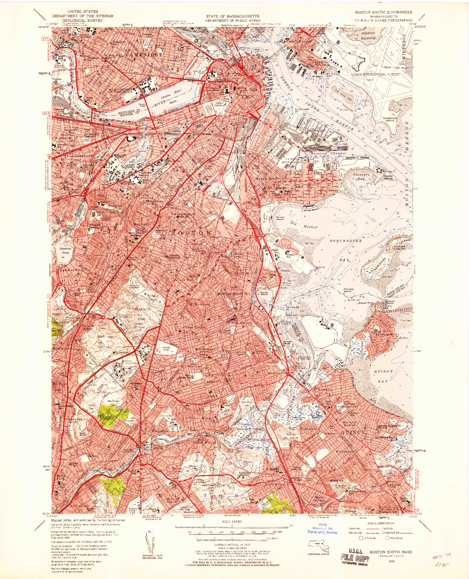 USGS 1:24000-SCALE QUADRANGLE FOR BOSTON SOUTH, MA 1956