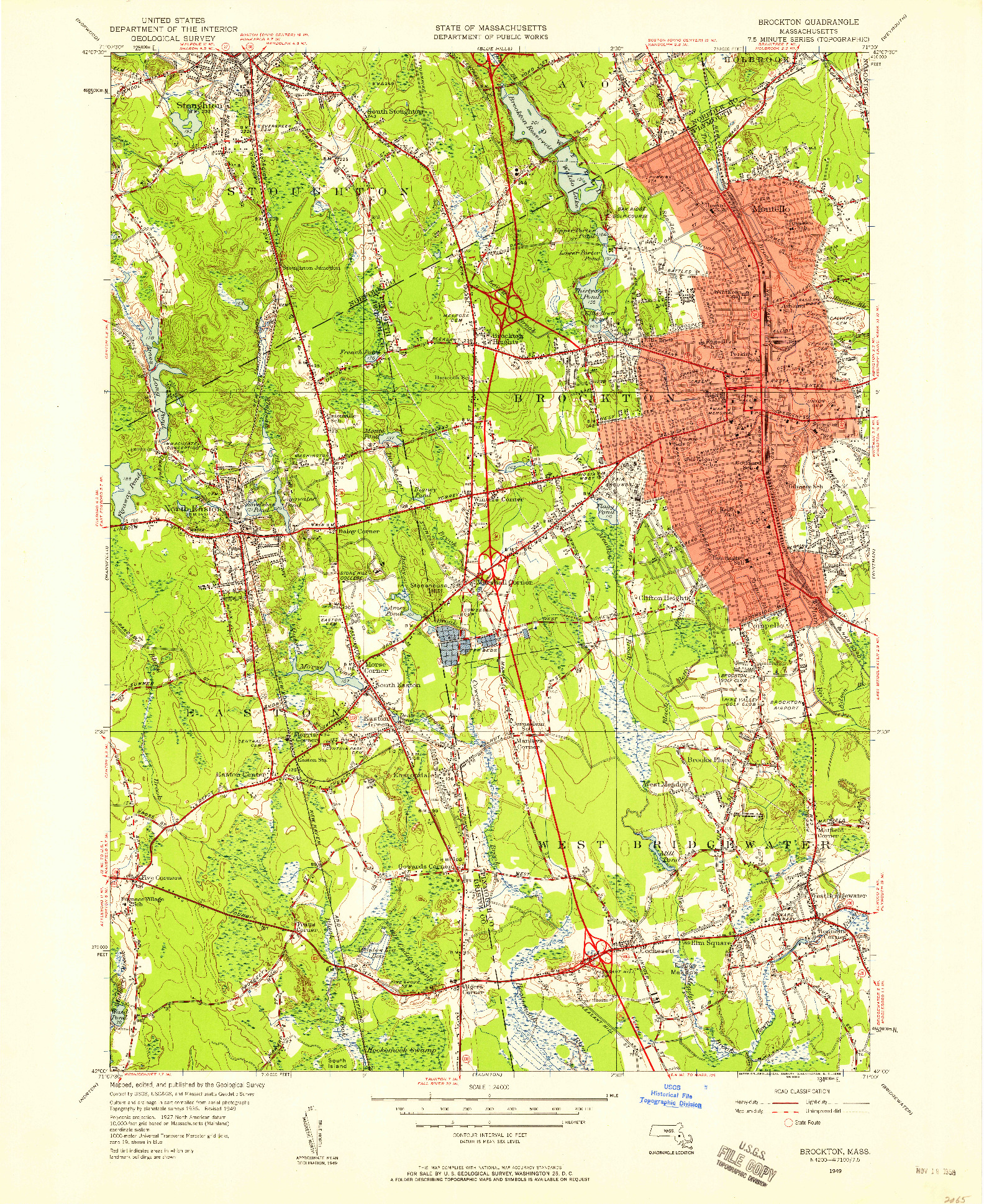 USGS 1:24000-SCALE QUADRANGLE FOR BROCKTON, MA 1949
