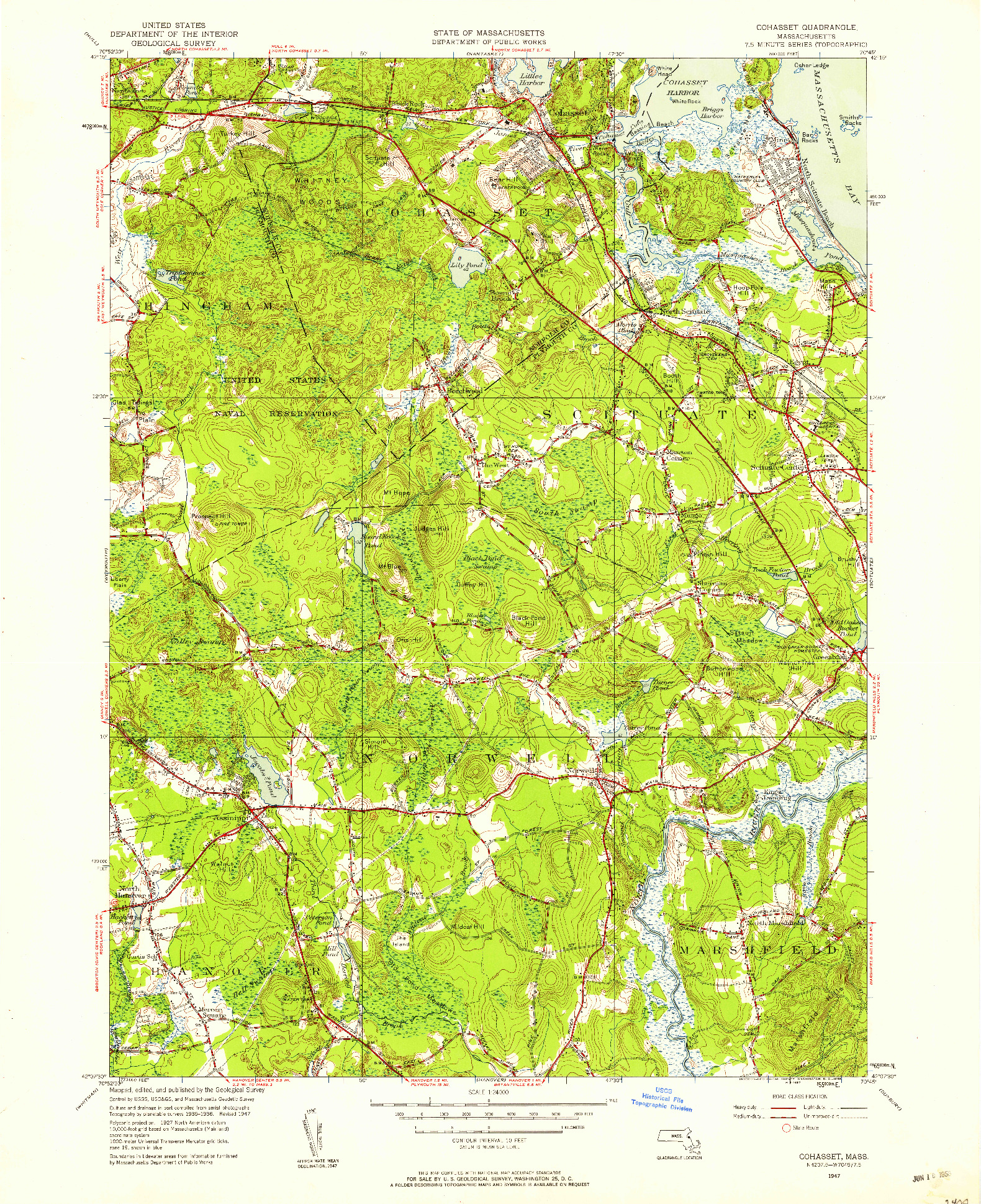 USGS 1:24000-SCALE QUADRANGLE FOR COHASSET, MA 1947