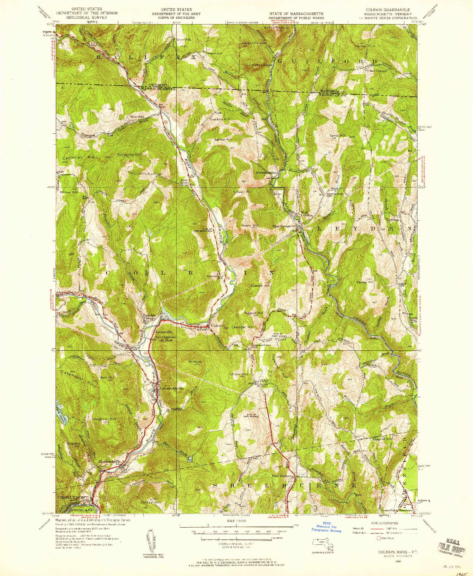 USGS 1:24000-SCALE QUADRANGLE FOR COLRAIN, MA 1945