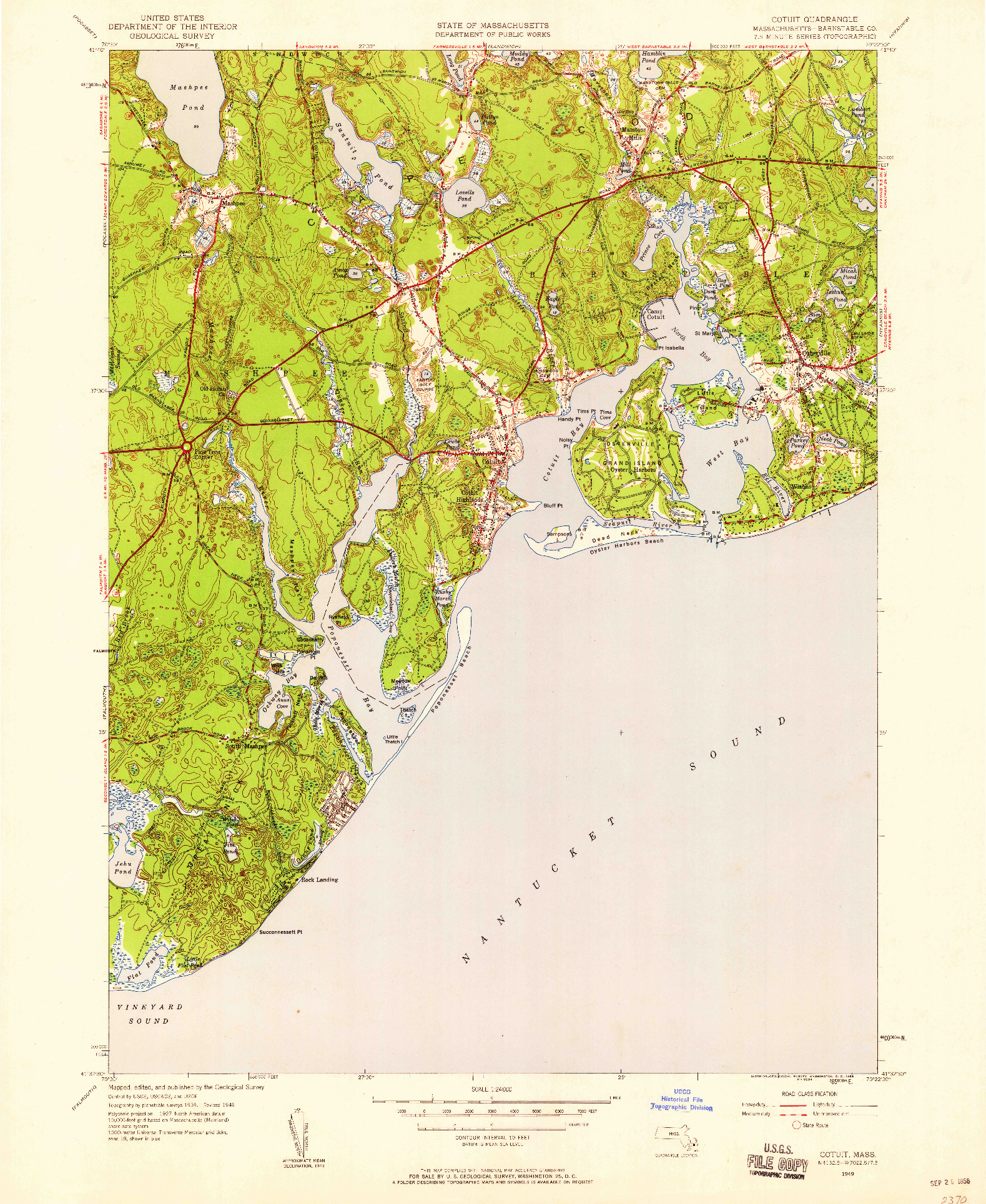 USGS 1:24000-SCALE QUADRANGLE FOR COTUIT, MA 1949