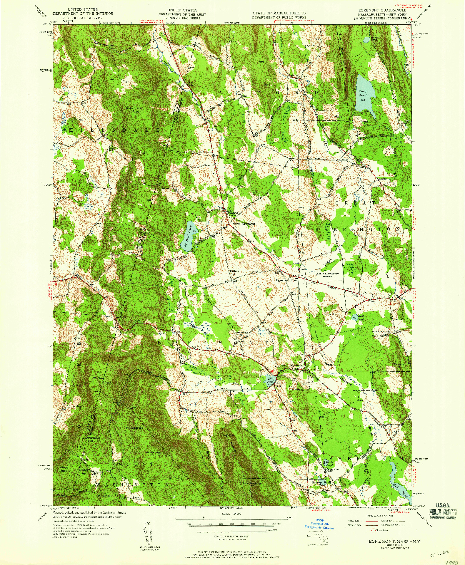 USGS 1:24000-SCALE QUADRANGLE FOR EGREMONT, MA 1948