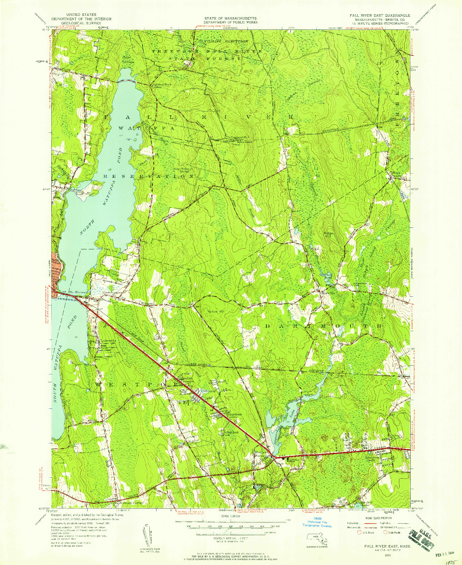 USGS 1:24000-SCALE QUADRANGLE FOR FALL RIVER EAST, MA 1951
