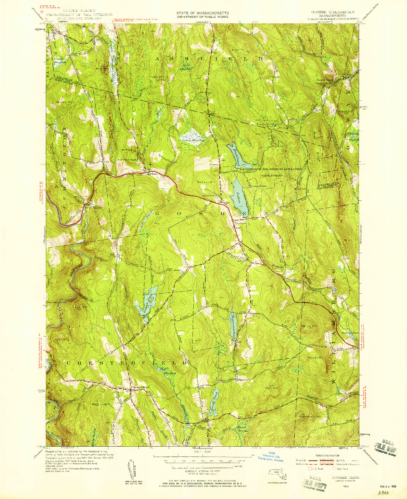 USGS 1:24000-SCALE QUADRANGLE FOR GOSHEN, MA 1955