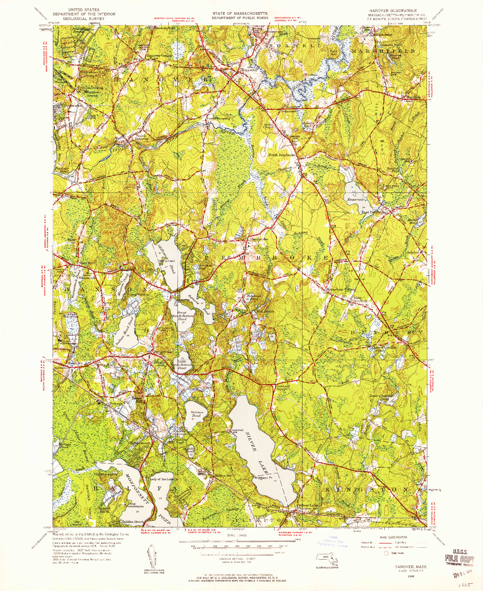 USGS 1:24000-SCALE QUADRANGLE FOR HANOVER, MA 1948