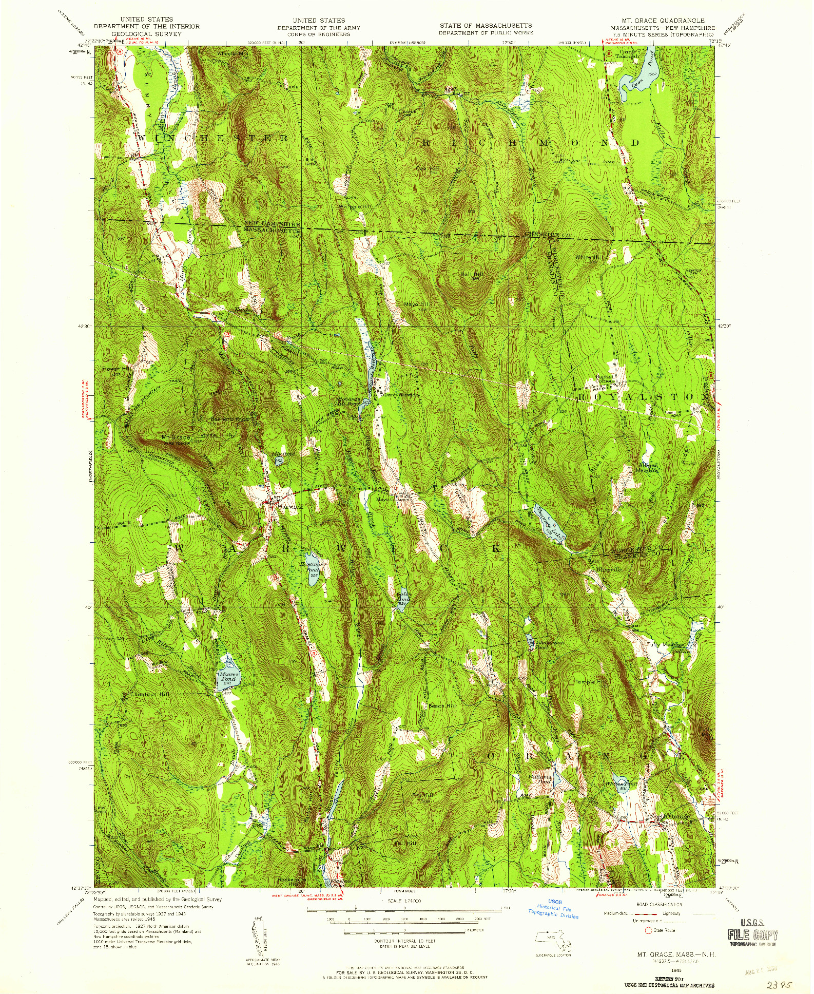 USGS 1:24000-SCALE QUADRANGLE FOR MT GRACE, MA 1945