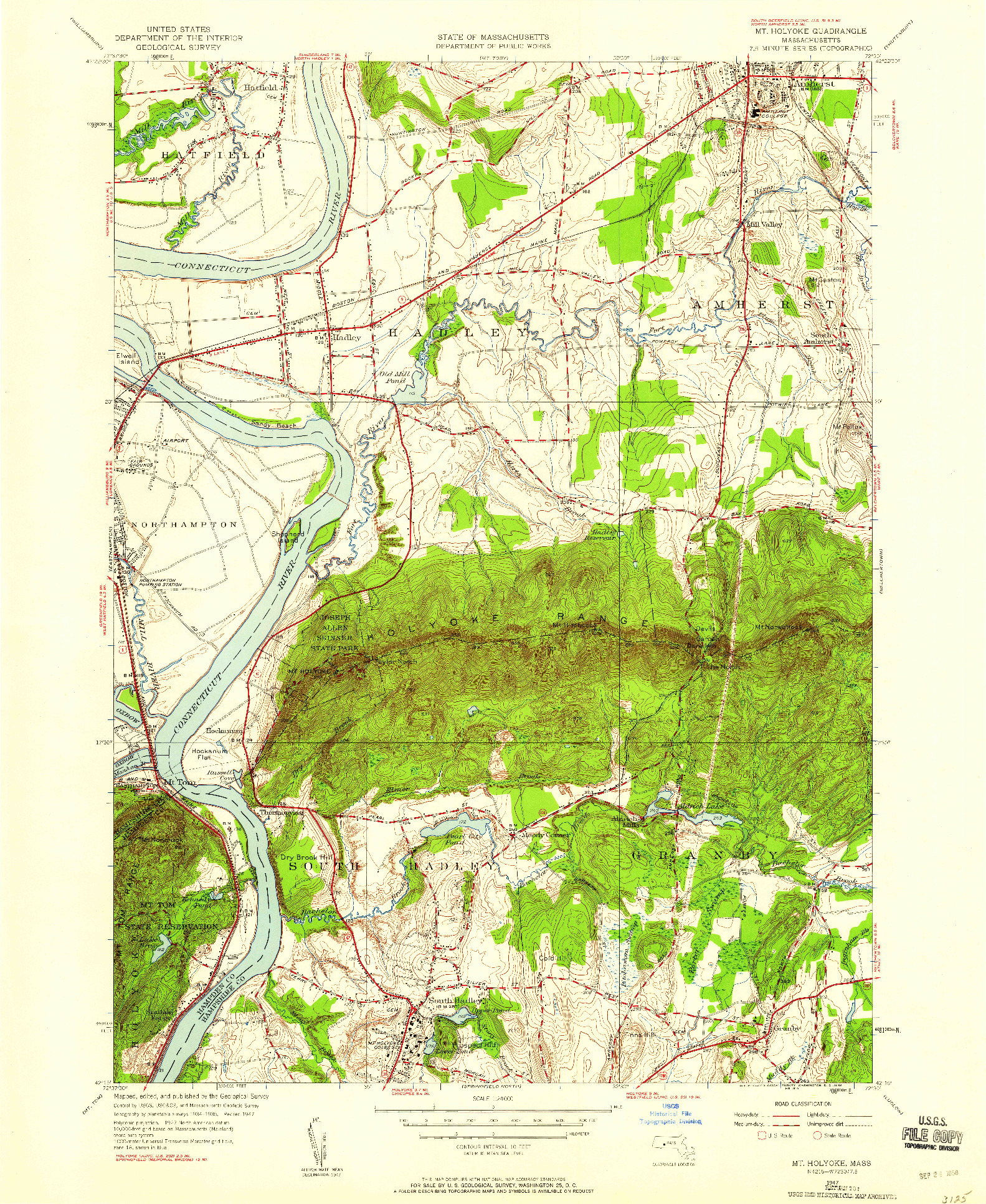 USGS 1:24000-SCALE QUADRANGLE FOR MT HOLYOKE, MA 1947