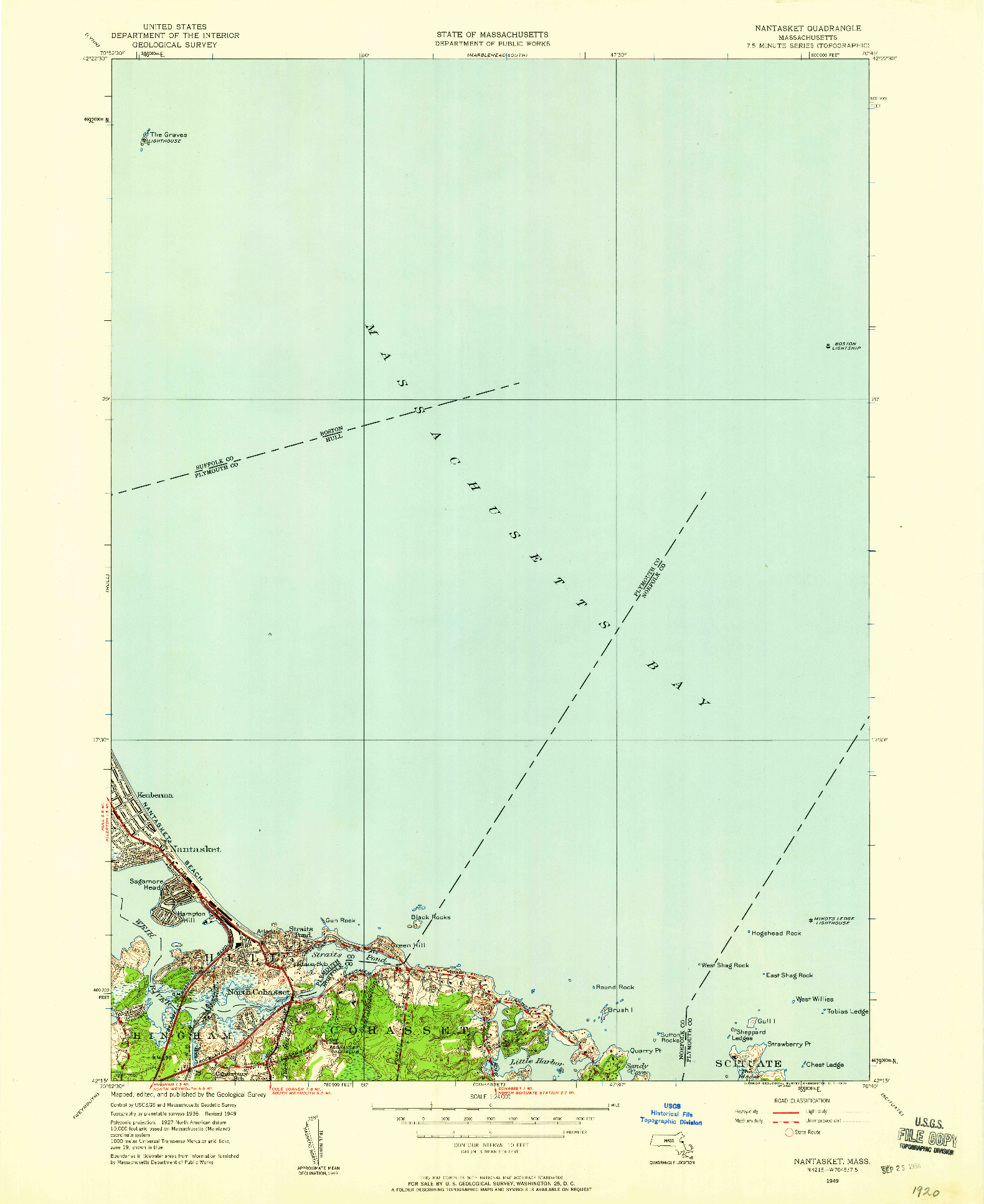 USGS 1:24000-SCALE QUADRANGLE FOR NANTASKET, MA 1949