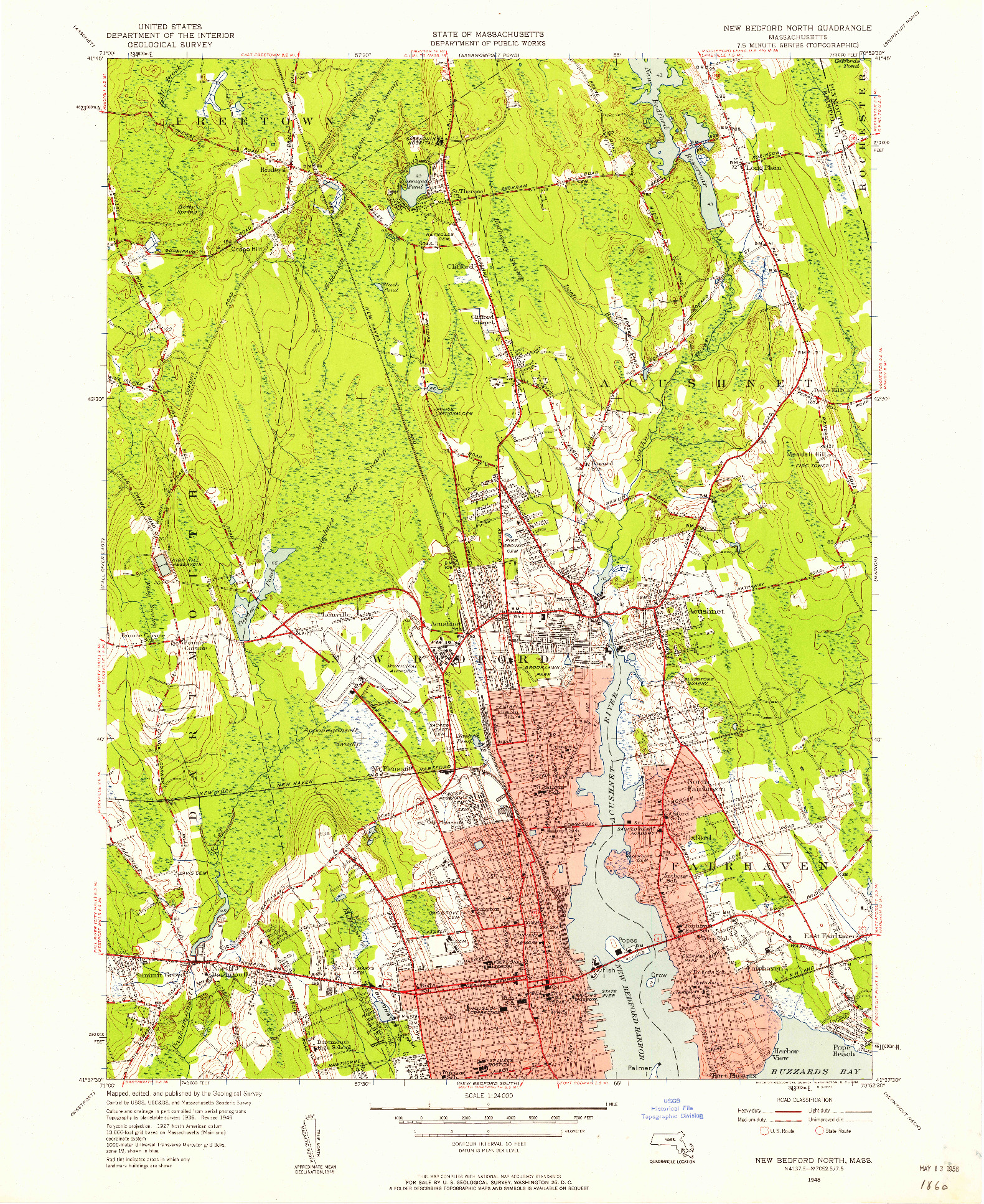 USGS 1:24000-SCALE QUADRANGLE FOR NEW BEDFORD NORTH, MA 1948