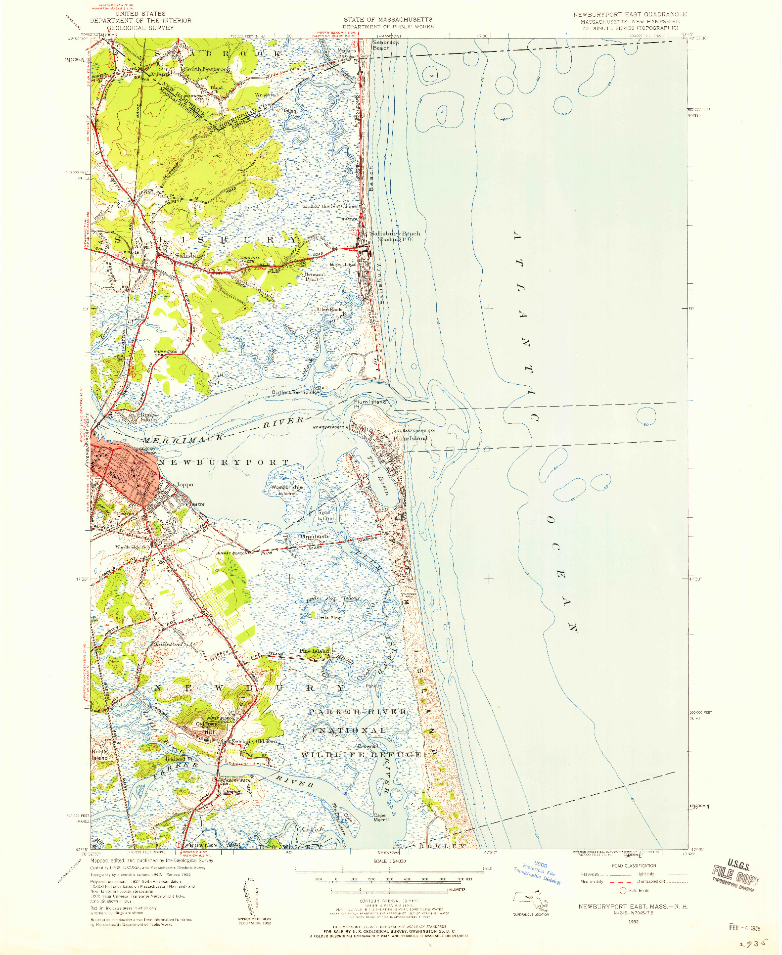 USGS 1:24000-SCALE QUADRANGLE FOR NEWBURYPORT EAST, MA 1952
