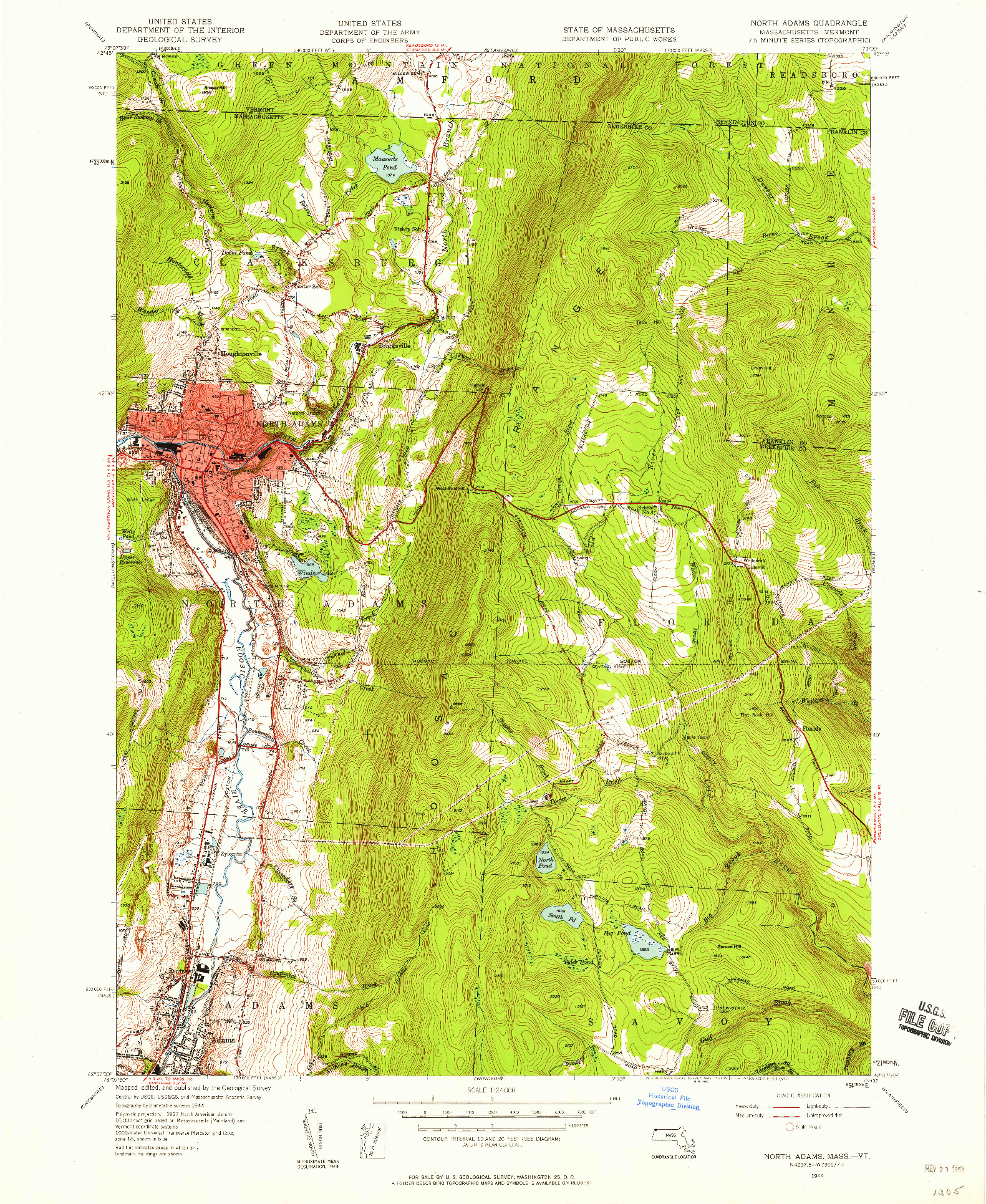 USGS 1:24000-SCALE QUADRANGLE FOR NORTH ADAMS, MA 1944