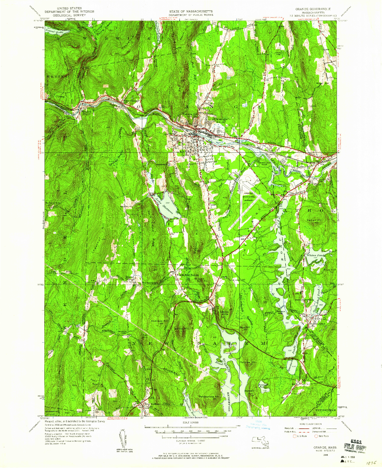 USGS 1:24000-SCALE QUADRANGLE FOR ORANGE, MA 1948