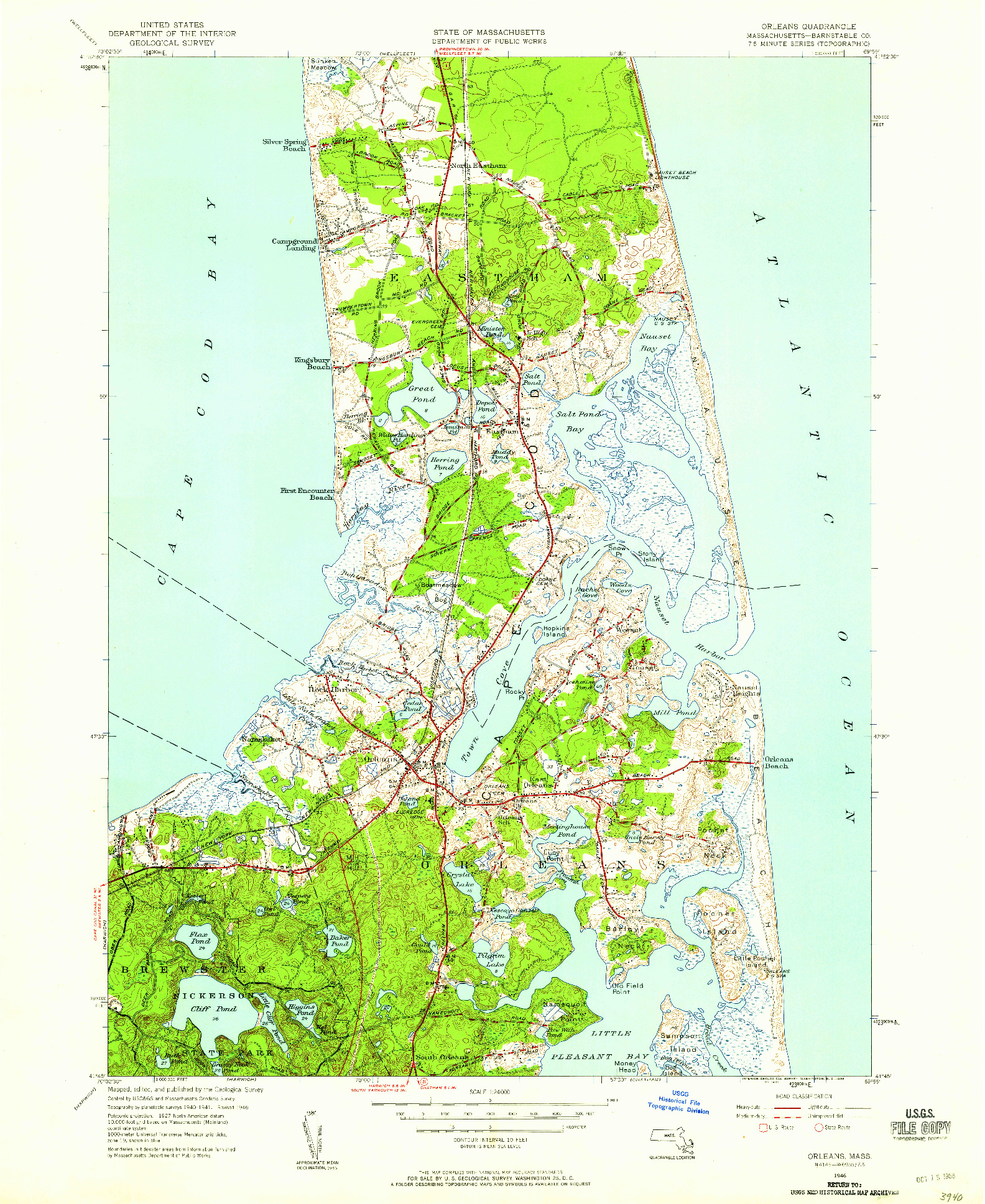 USGS 1:24000-SCALE QUADRANGLE FOR ORLEANS, MA 1946