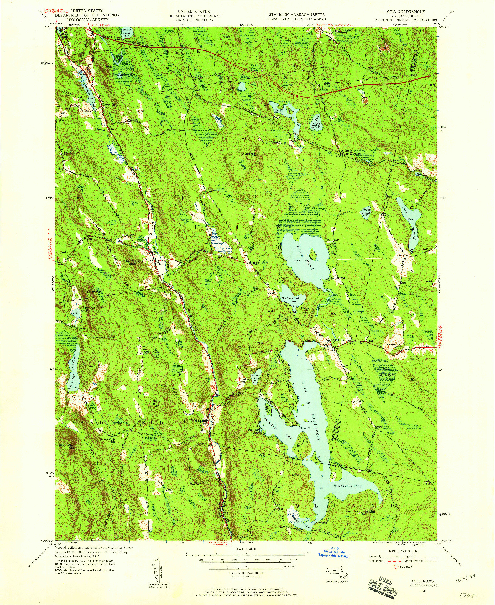 USGS 1:24000-SCALE QUADRANGLE FOR OTIS, MA 1946