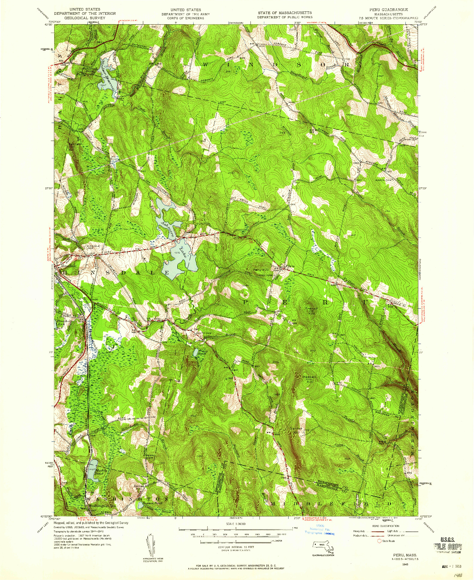 USGS 1:24000-SCALE QUADRANGLE FOR PERU, MA 1945